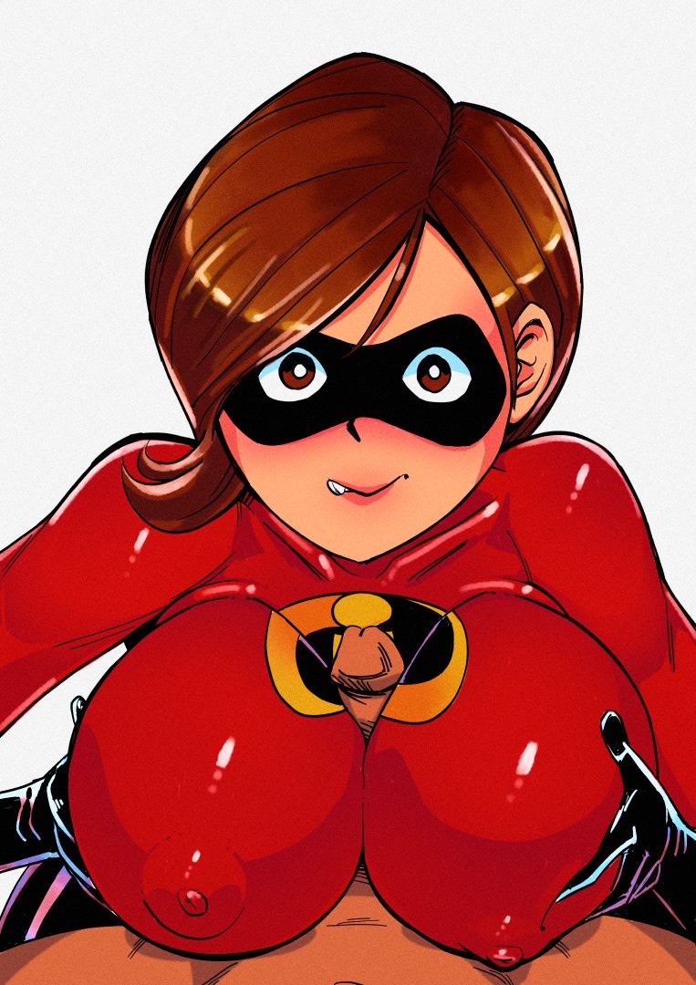 biting_lip disney elastigirl eyemask female_superhero hakkwolf helen_parr mask paizuri partial_male penis pixar smooth_skin spandex superhero superheroine the_incredibles tight_clothing titjob