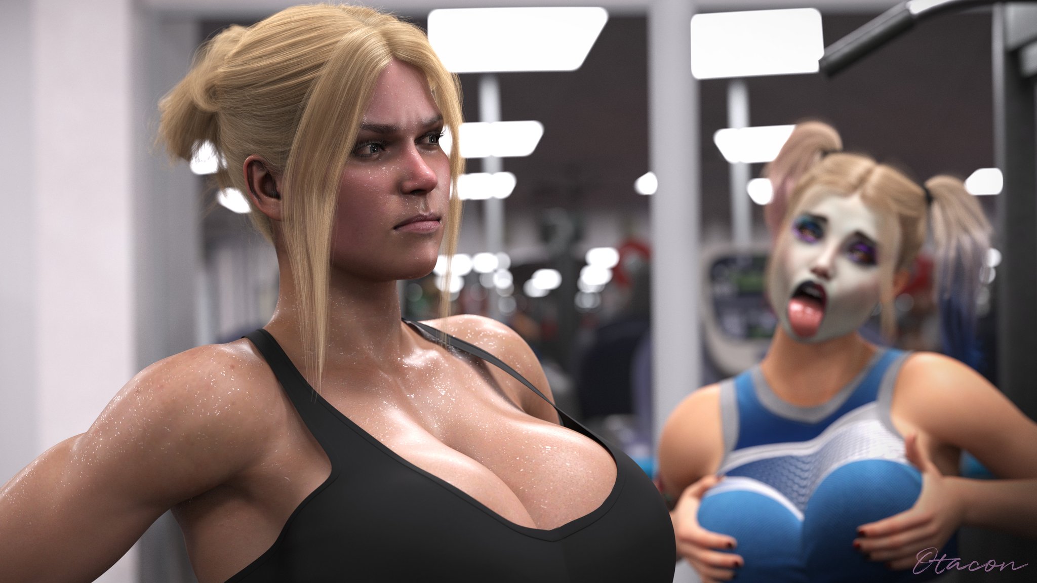 2girls, 3d, alien, alien girl, alien humanoid, ass, batman (series), big ass, big breasts, blonde female, blonde hair, breasts, bust, busty, chest, clown, clown girl, curvaceous, curvy, curvy figure, dc, dc comics, female, harley quinn, harley quinn (arkham), harley quinn (suicide squad game), hips, hourglass figure, huge ass, huge breasts, humanoid, injustice 2, justice league, kara zor-l, karen starr, kryptonian, large ass, large breasts, legs, light skin, light-skinned female, mature, mature female, otacon212, power girl, power girl (injustice), slim waist, suicide squad, suicide squad: kill the justice league, superman (series), thick, thick hips, thick legs, thick thighs, thighs, voluptuous, waist, wide hips