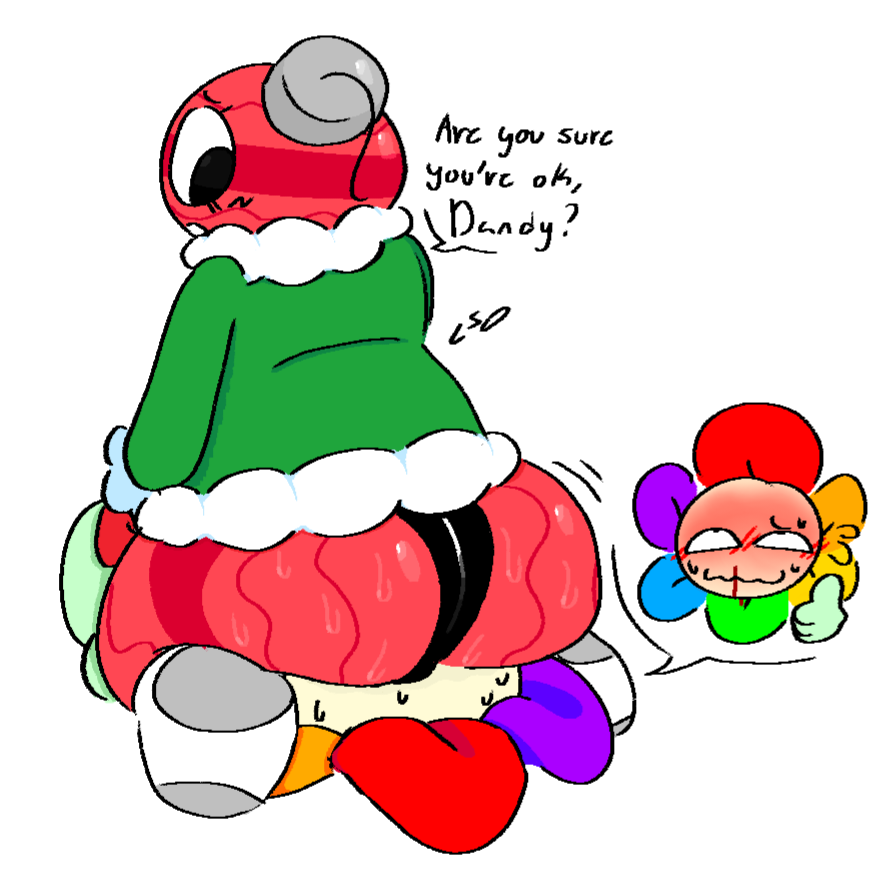 1boy, 1girls, anthro, ass, big ass, big booty, blush, blush lines, bobette (dandy's world), booty, dandy (dandy's world), dandy's world, duo, enjoying, facesitting, female, huge ass, majingajin, male, male/female, nose bleed, nosebleed, panties, reaction bubble, reaction shot, solo focus, sweat, sweating, sweaty ass, sweaty booty, sweaty butt, tagme, thumbs up, toons (dandys world), twitter link
