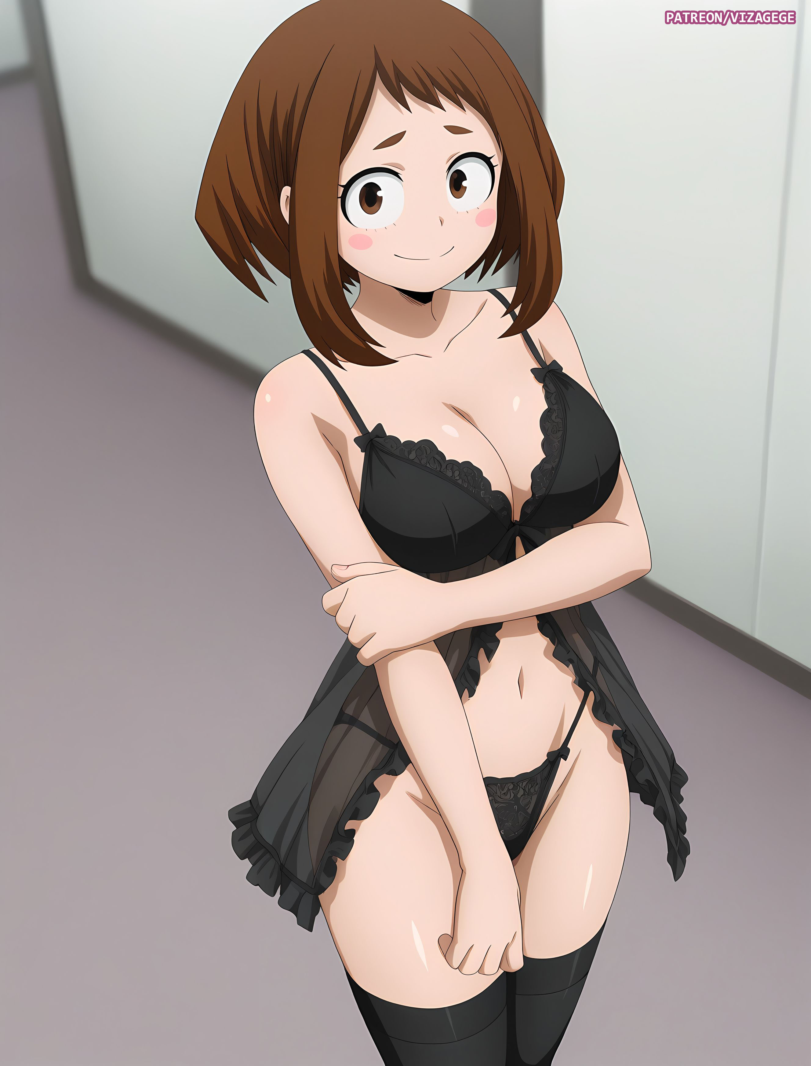 1girls, ai generated, brown hair, brown-haired female, female, my hero academia, ochako uraraka, tagme