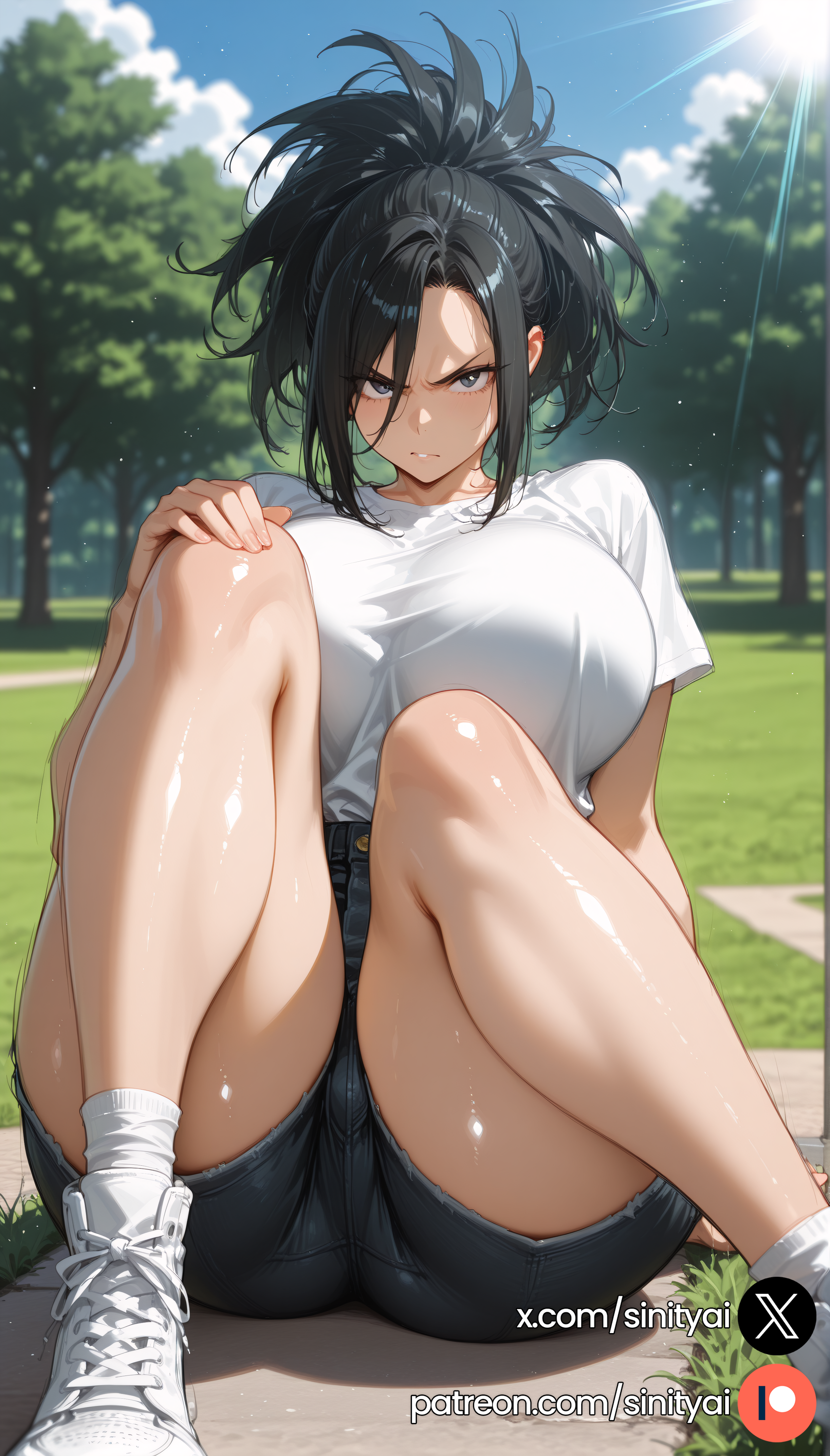 1girls, 2025, ai generated, ass, big ass, big breasts, black eyes, black hair, blurred background, blurry background, breasts, depth of field, female, grey eyes, hi res, high quality, high resolution, highres, huge ass, huge breasts, huge thighs, long hair, momo yaoyorozu, my hero academia, patreon, patreon link, patreon logo, patreon url, patreon username, ponytail, sinity, small waist, thick thighs, thin waist, yaoyorozu momo