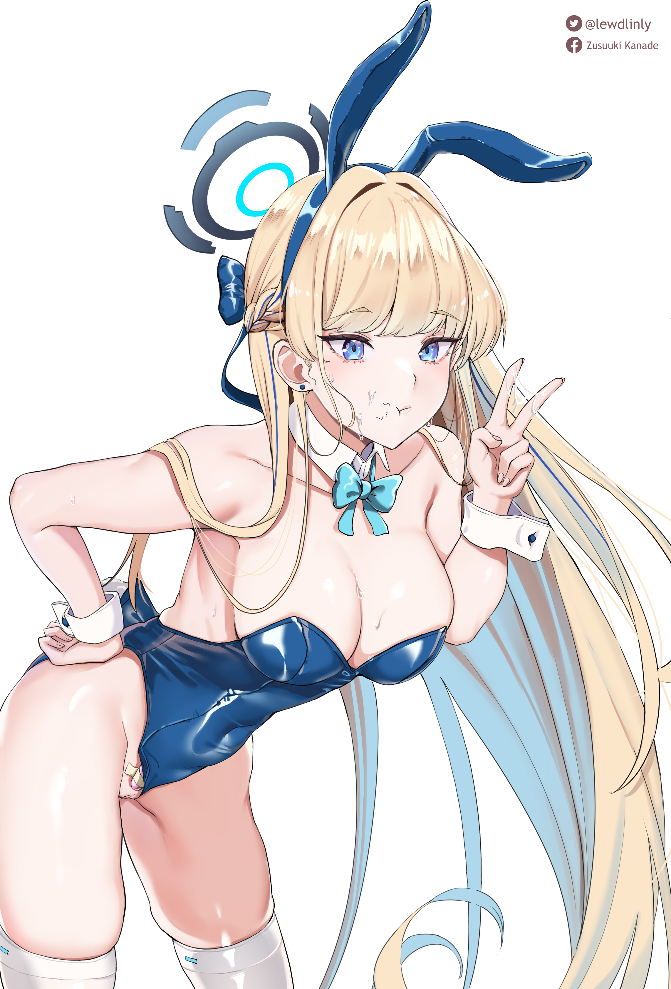 after fellatio, blue archive, bunnysuit, female, pussy, sex toy, toki (blue archive), toki (bunny) (blue archive), uncensored