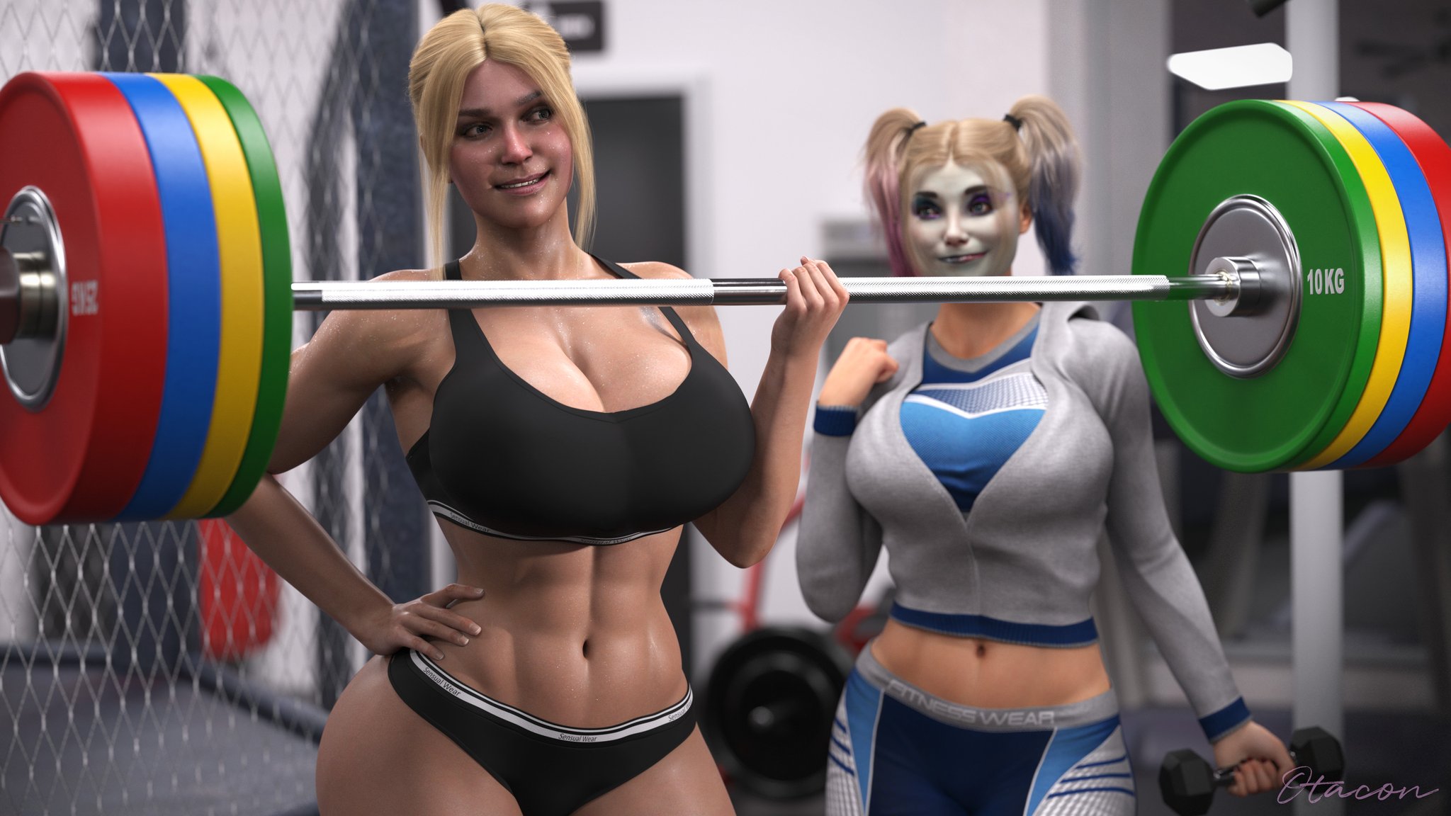 2girls, 3d, abs, alien, alien girl, alien humanoid, ass, batman (series), big ass, big breasts, blonde female, blonde hair, breasts, breasts bigger than head, bust, busty, chest, clown, clown girl, curvaceous, curvy, curvy figure, dc, dc comics, female, harley quinn, harley quinn (arkham), harley quinn (suicide squad game), hips, hourglass figure, huge ass, huge breasts, humanoid, injustice 2, justice league, kara zor-l, karen starr, kryptonian, large ass, large breasts, legs, light skin, light-skinned female, mature, mature female, otacon212, power girl, power girl (injustice), slim waist, suicide squad, suicide squad: kill the justice league, superman (series), thick, thick hips, thick legs, thick thighs, thighs, voluptuous, waist, wide hips