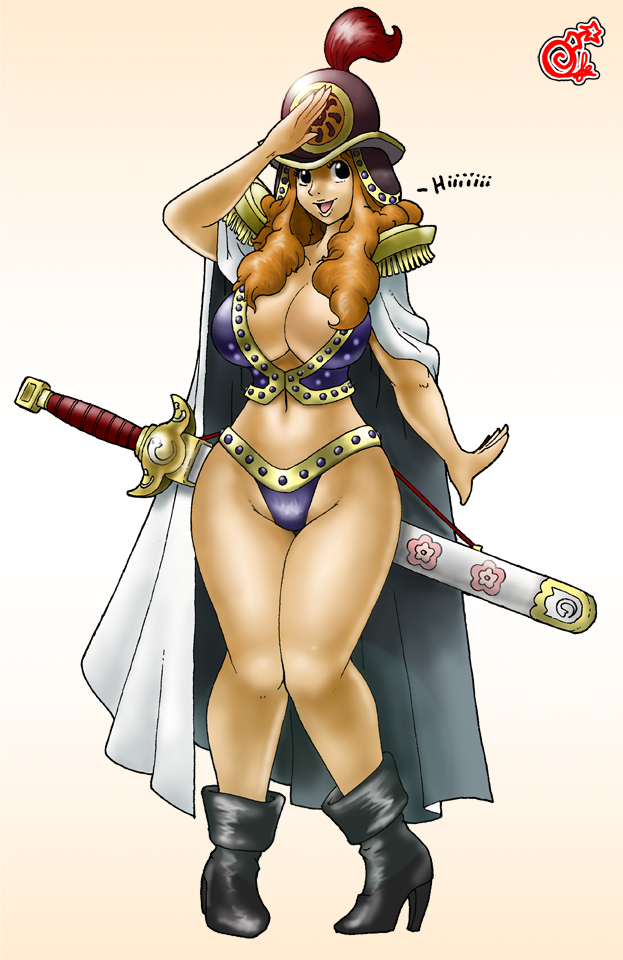 aphelandra breasts carmessi cleavage female female_only giant one_piece straight_hair wide_hips