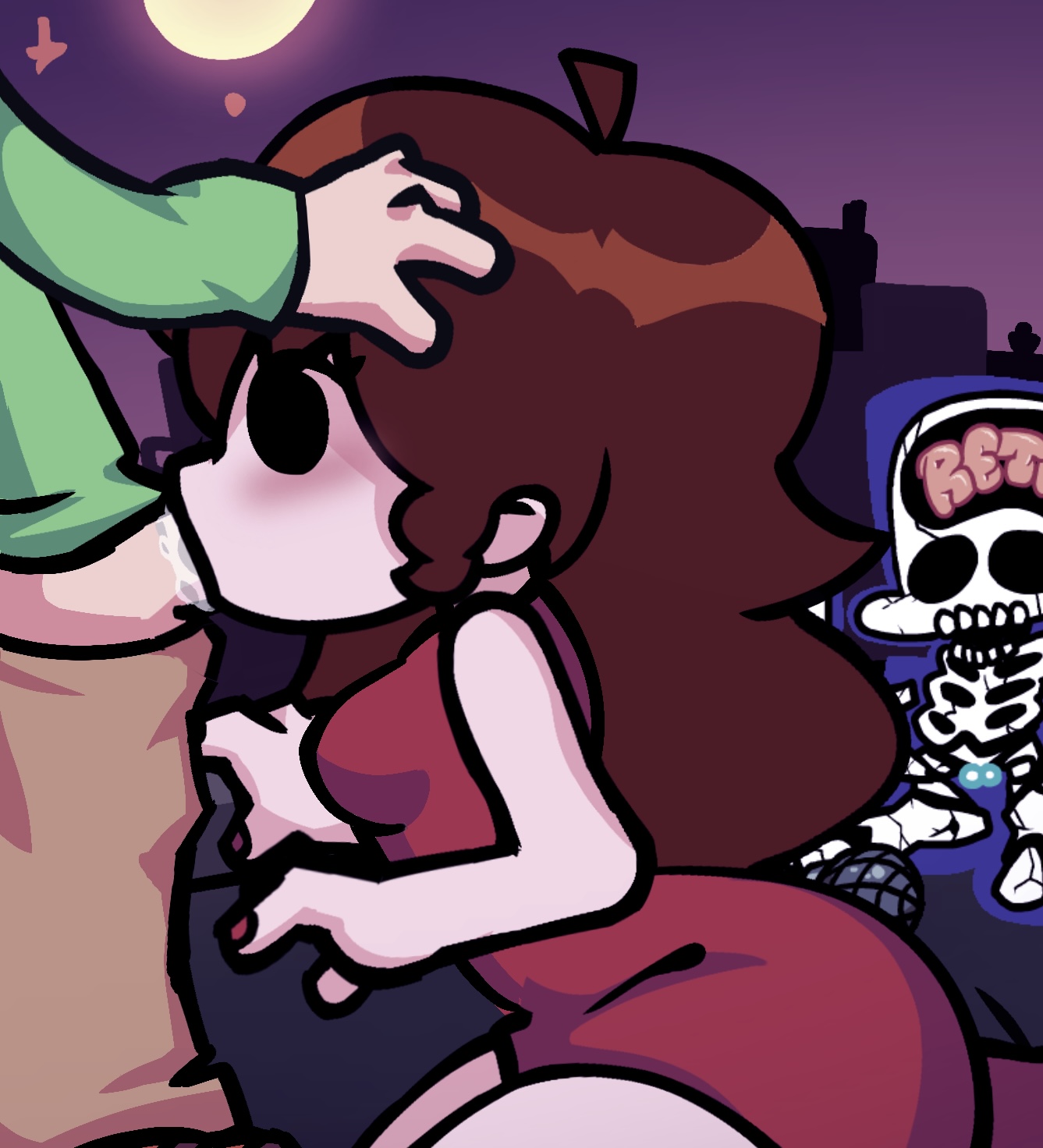 accurate art style, boyfriend (friday night funkin), cheating, cheating girlfriend, cuck, cucked by girlfriend, cuckold, cum in mouth, cum inside, deepthroat, fellatio, female, friday night funkin, girlfriend (friday night funkin), heels, kanzo (artist), kneeling, kneeling oral position, kxnzlol, male, netorare, ntr, oral, oral sex, penis, penis in mouth, pico (newgrounds), red dress, red hair, red hair female, red heels, saliva on penis, sex, straight, sucking, sucking cock, sucking dick, sucking penis, surprised expression, xanzo