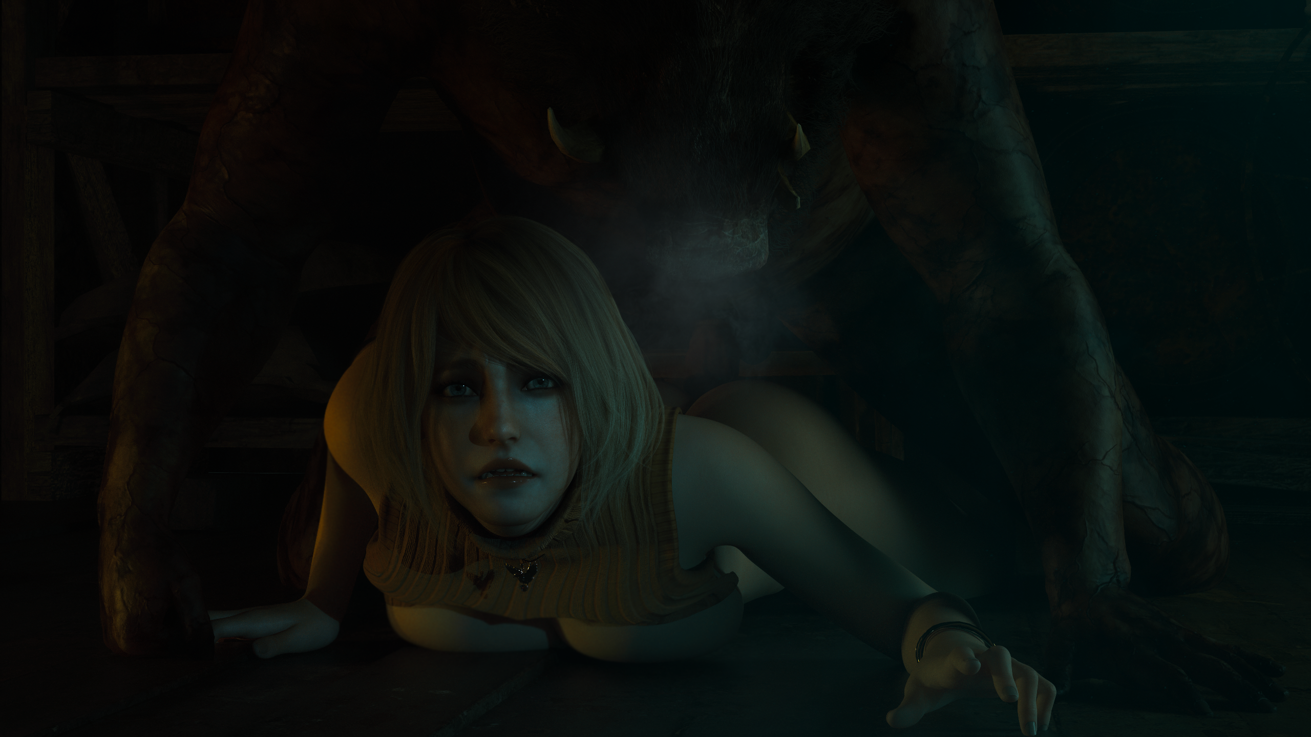 3d, ashley graham, brute (resident evil), female, interspecies, monster, monster on female, prone, prone bone, resident evil, resident evil 4, resident evil 4 remake, tomtam