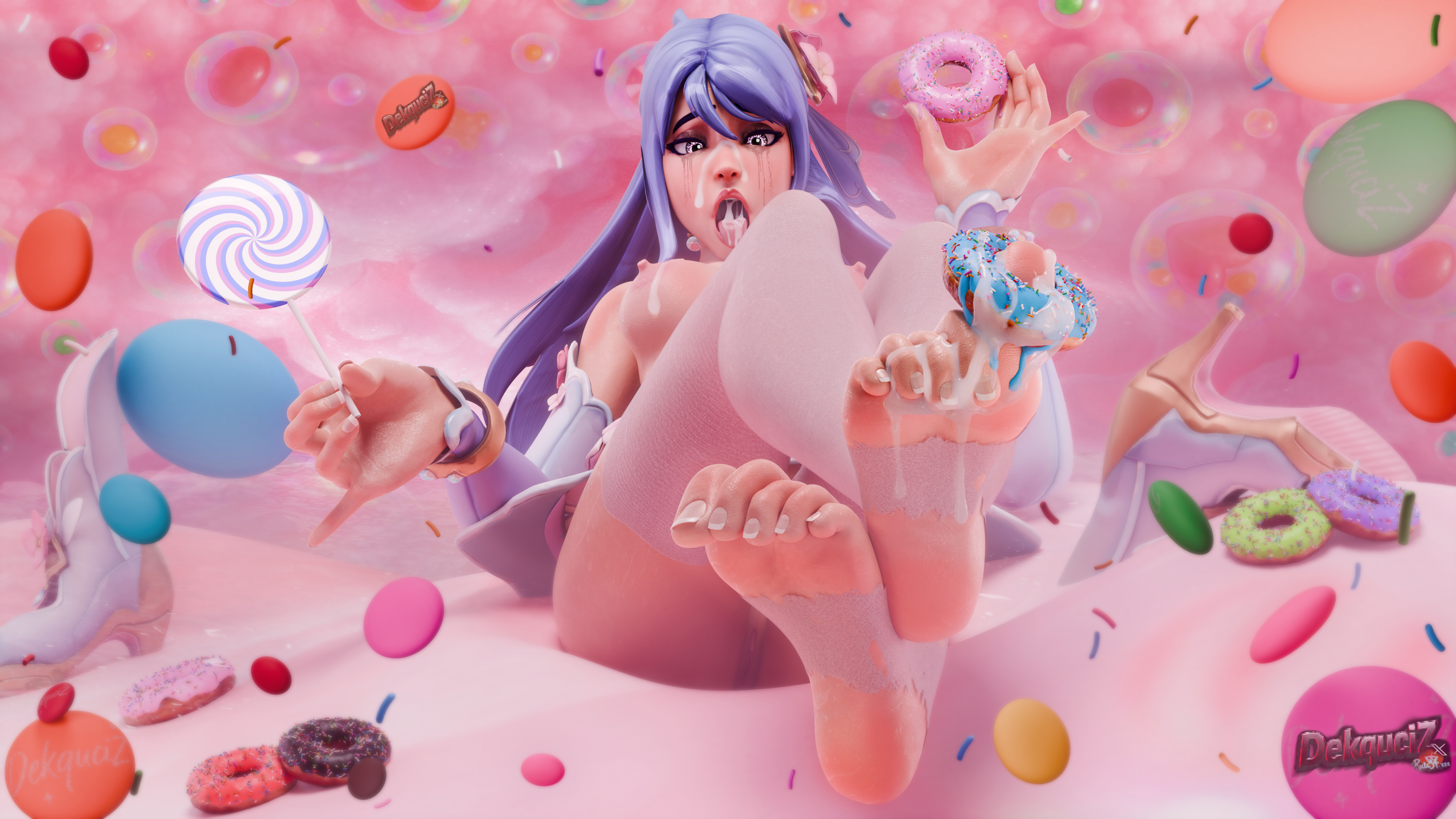 barefoot, blender (software), cum, cum on face, cum on feet, dekquciz, feet, female, foot fetish, french manicure, french nails, kiriko (overwatch), manicure, no ai, overwatch, overwatch 2, pedicure, soles, toes, wrinkled feet, wrinkled soles