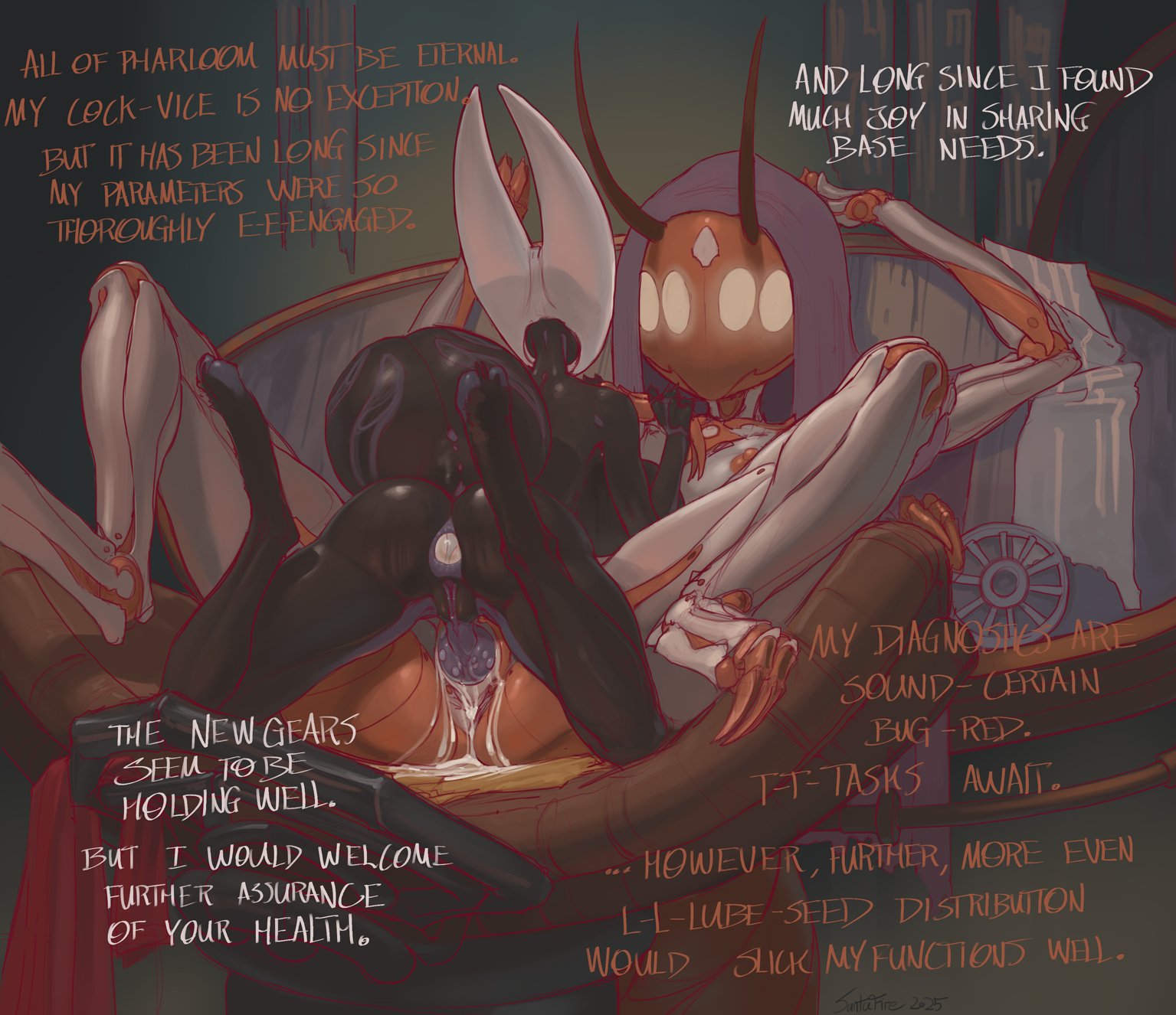 1futa, 2 horns, all fours, alternate body type, alternate breast size, arthropod, arthropod abdomen, artist name, big ass, big butt, black body, black skin, breast expansion, breasts, bubble ass, bubble butt, bug, futa only, futa sans balls, futanari, hollow knight, hollow knight: silksong, hornet (hollow knight), huge breasts, huge cock, intersex, knot, large ass, large breasts, large butt, penis, pussy, santafire, silksong, solo, team cherry, twelfth architect, vaginal penetration