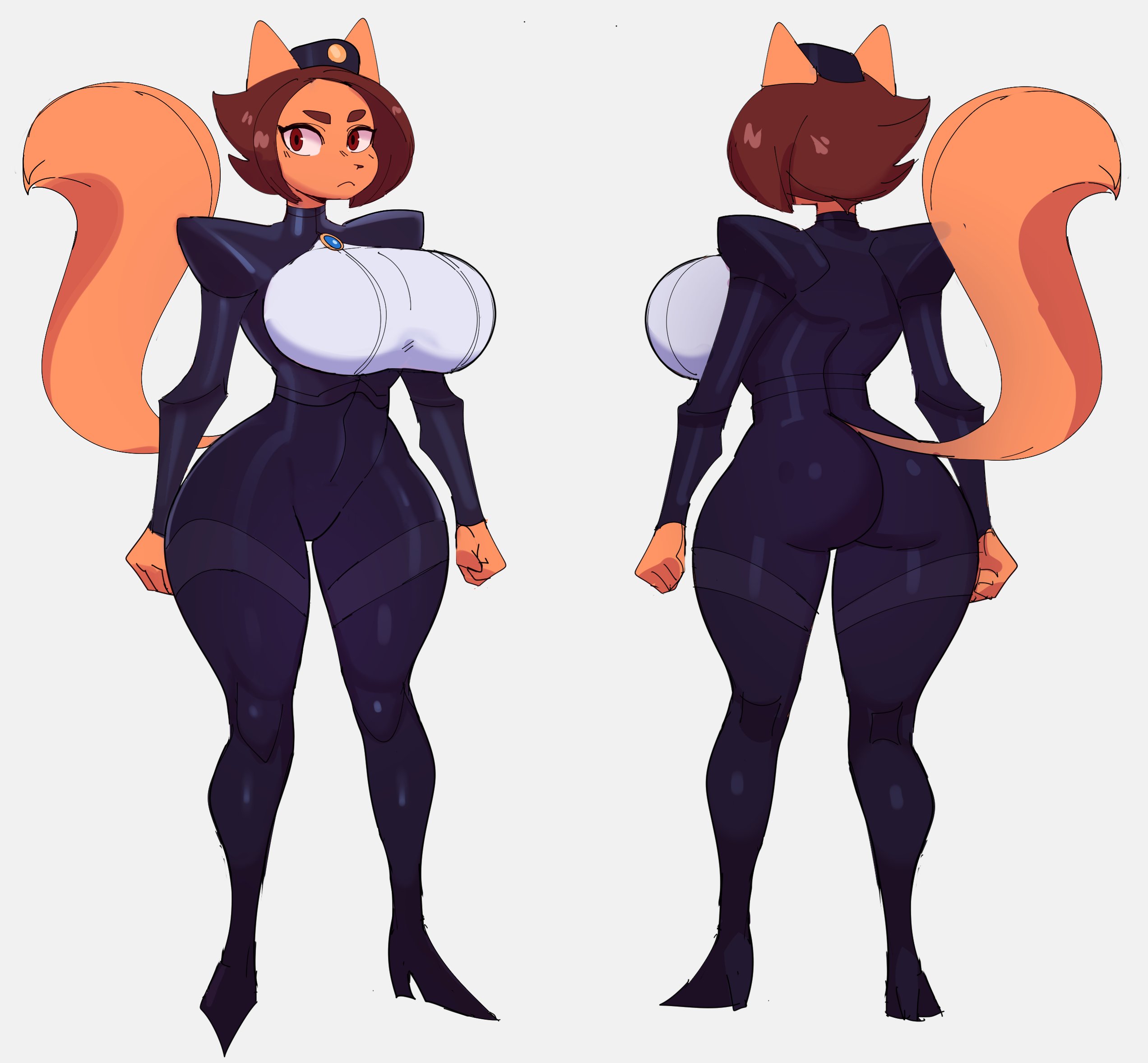 1girls, anthro, anthrofied, ass, back view, big ass, big breasts, big butt, breasts, brown eyes, brown hair, canine, character sheet, clothed, clothes, clothing, ears, female, female only, front view, full body, hat, hi res, highres, hips, hourglass figure, huge ass, huge breasts, huge butt, humanoid, hyenahonk, jeanne (hyenahonk), large ass, large breasts, large butt, looking at viewer, original, shoes, simple background, skin tight, solo, solo female, standing, tail, thick, thick ass, thick thighs, thigh gap, thighs, voluptuous, white background, wide hips