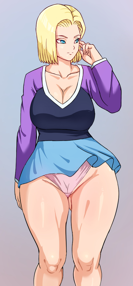 1girls, android 18, ass, big breasts, breasts, cleavage, dragon ball, dragon ball super, female, female only, huge ass, milf, miniskirt, pinkpawg, shounen jump, solo, solo female, thick thighs, wide hips