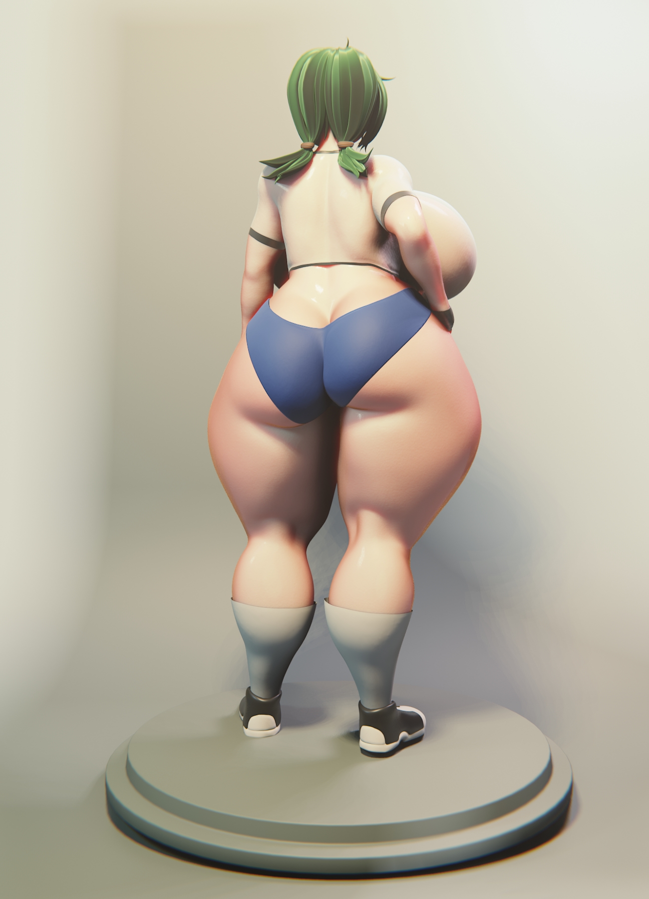1girls, borrowed character, cghonk, chubby, female, female only, green hair, gym uniform, nerd (coffeeslice), original, shoes, sneakers, thick thighs, twintails, wide hips, workout clothes