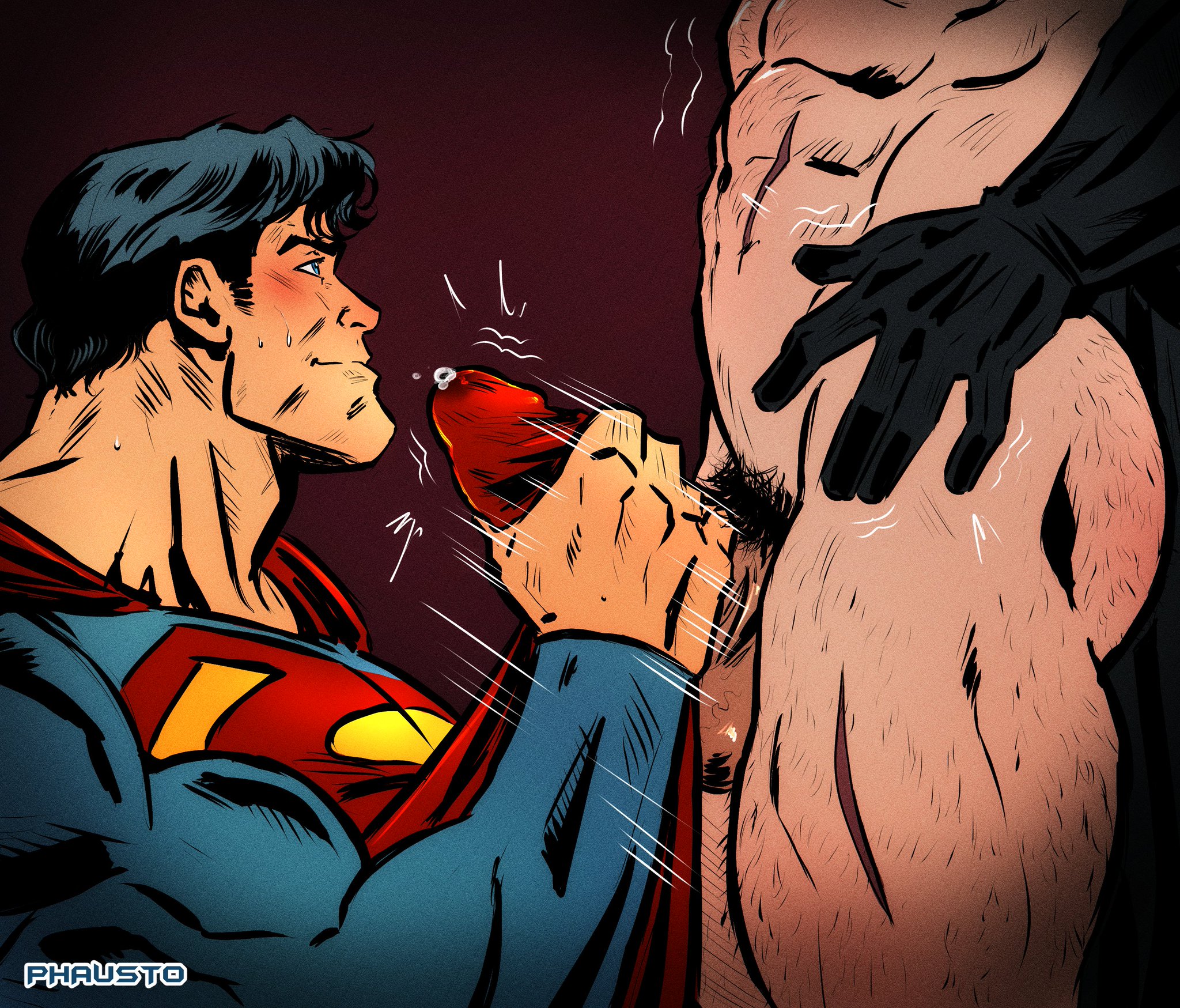 2boys, abs, ass, batman, batman (bruce wayne), batman (series), biceps, blue eyes, bruce wayne, cape, clark kent, clothed, clothed male nude male, clothing, cmnm, dc, dc comics, erection, gloves, hairy ass, handjob, holding penis, jerkingoff another, kal-el, male, male only, male/male, masturbating other, motion lines, muscular, nude, penis, phausto, precum, precum through clothing, pubic hair, speed lines, stroking cock, superman, superman (clark kent), superman (series), sweatdrop, thick thighs, yaoi