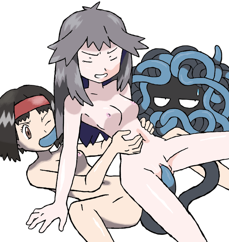 2girls black_hair breasts closed_eyes erika_(pokemon) fellatio female gym_leader headband leaf_(pokemon) long_hair multiple_girls naked nintendo nude nude_female one_eye_closed pokemon pokemon_(species) pokemon_frlg pokemon_rgby pokemon_trainer pokephilia red_headband sex short_hair shoulders sweatdrop tangela tentacle tentacle_sex tentacles thecrazypartyco unamused vaginal_insertion vaginal_penetration vaginal_sex