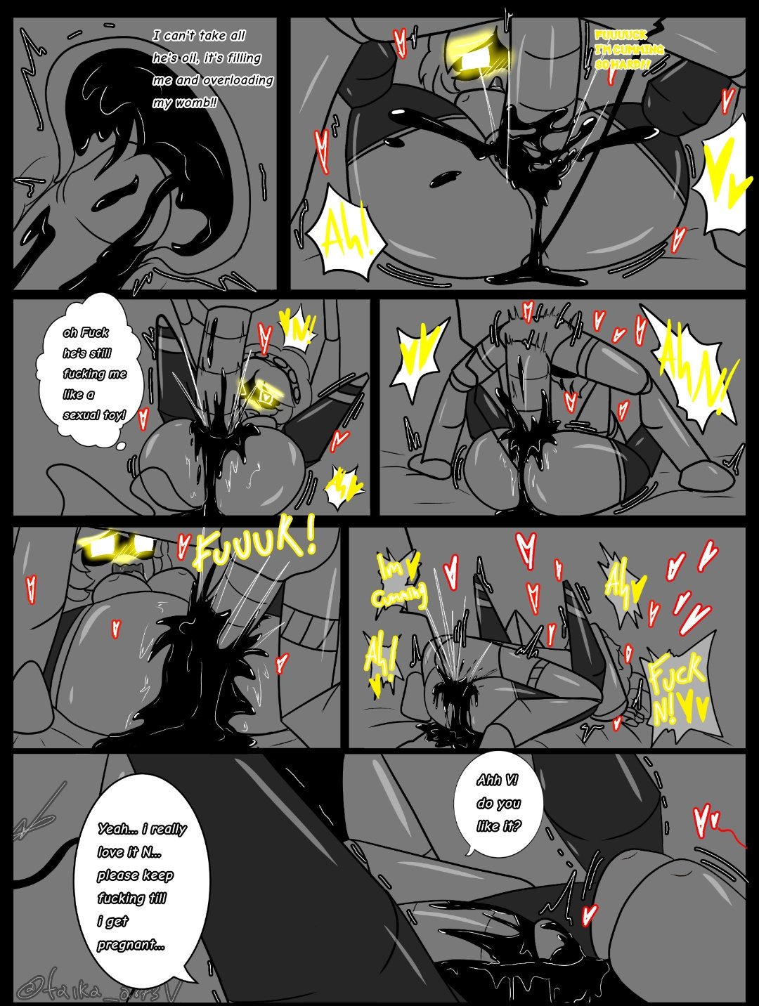 belly bulge, blowjob, comic, cum, cum in pussy, cum inside, deep penetration, deepthroat, envy (murder drones), excessive cum, excessive pussy juice, large breasts, large penis, murder drones, n (murder drones), pussy juice, pussy juice drip, robot, robot boy, robot girl, stomach bulge, tagme, taika artsv, too lazy to tag, v (murder drones), vaginal penetration, yellow eyes