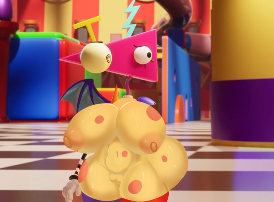 editorl, huge ass, huge breasts, the amazing digital circus, useless clothing, zooble (the amazing digital circus)