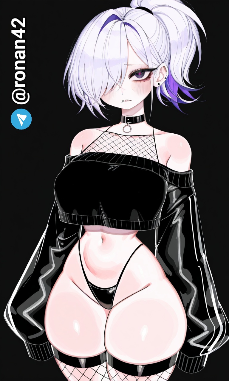 ai generated, brawl stars, colette (brawl stars), female, goth, goth girl, panties, ronan42