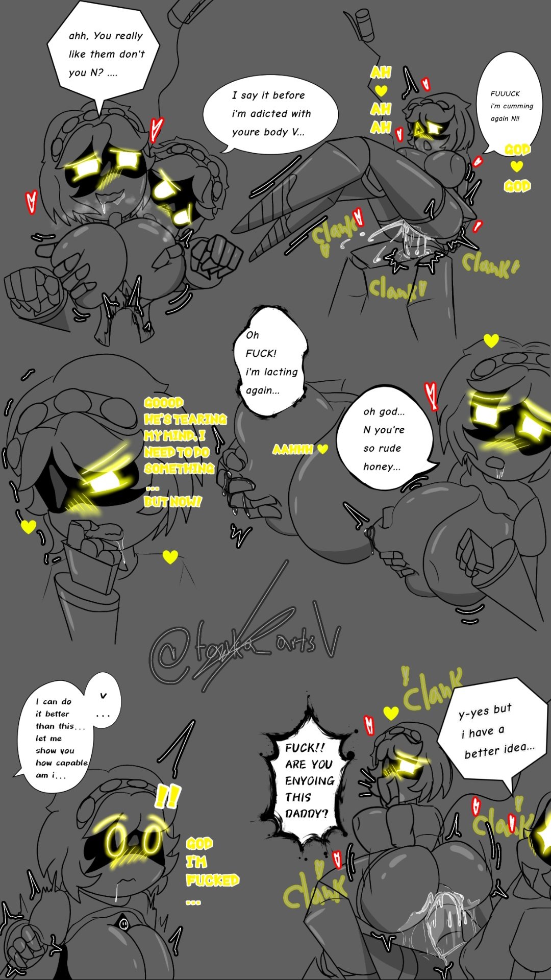 belly bulge, blowjob, comic, cum, cum in pussy, cum inside, deep penetration, deepthroat, envy (murder drones), excessive cum, excessive pussy juice, large breasts, large penis, murder drones, n (murder drones), pussy juice, pussy juice drip, robot, robot boy, robot girl, stomach bulge, tagme, taika artsv, too lazy to tag, v (murder drones), vaginal penetration, yellow eyes