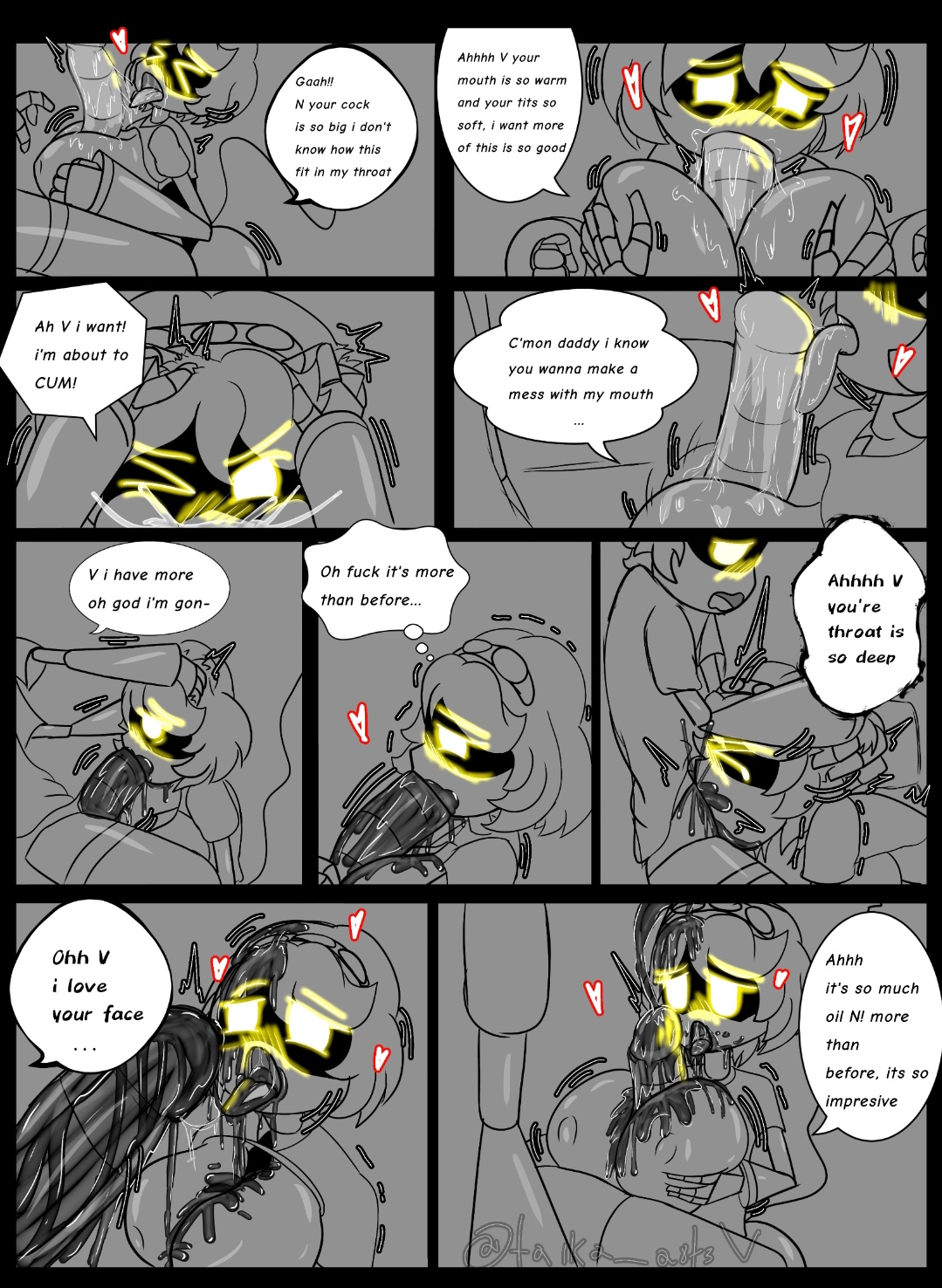 belly bulge, blowjob, comic, cum, cum in pussy, cum inside, deep penetration, deepthroat, envy (murder drones), excessive cum, excessive pussy juice, large breasts, large penis, murder drones, n (murder drones), pussy juice, pussy juice drip, robot, robot boy, robot girl, stomach bulge, tagme, taika artsv, too lazy to tag, v (murder drones), vaginal penetration, yellow eyes