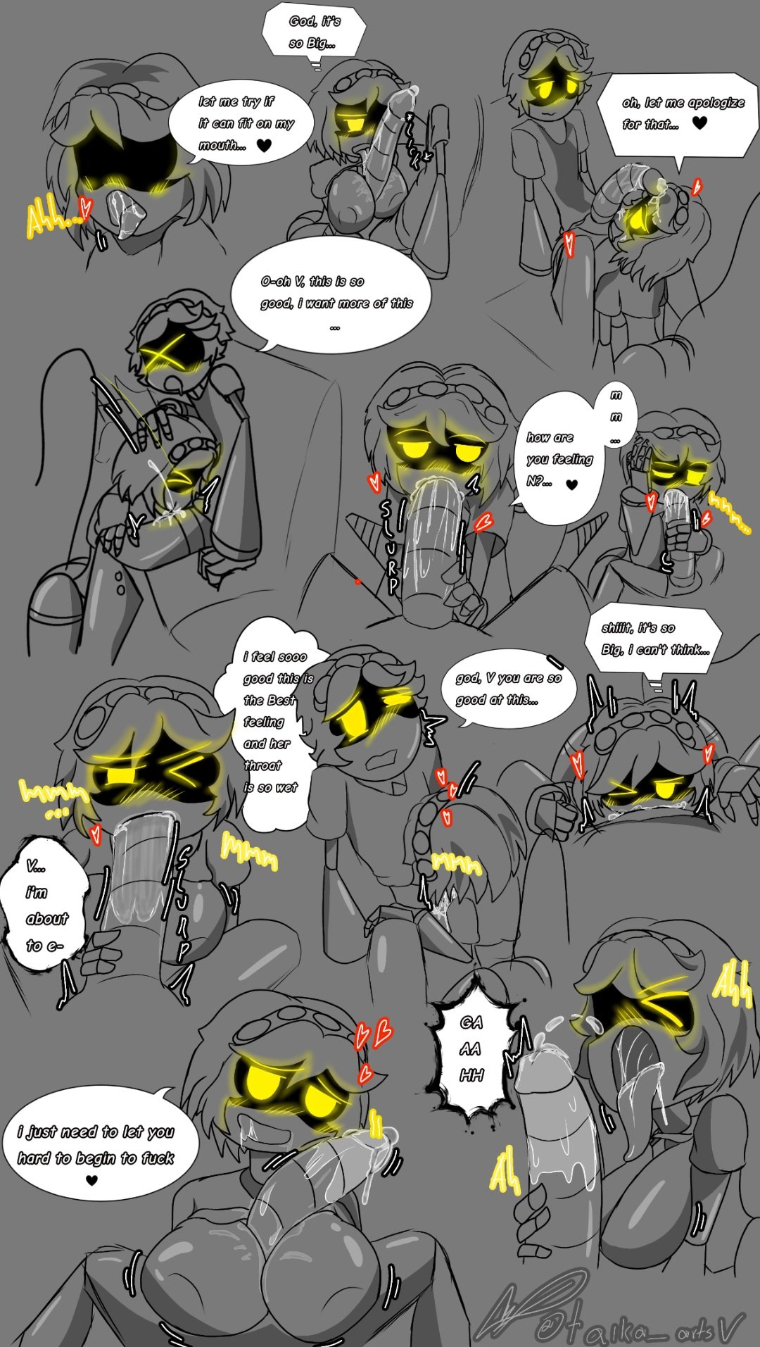 belly bulge, blowjob, comic, cum, cum in pussy, cum inside, deep penetration, deepthroat, envy (murder drones), excessive cum, excessive pussy juice, large breasts, large penis, murder drones, n (murder drones), pussy juice, pussy juice drip, robot, robot boy, robot girl, stomach bulge, tagme, taika artsv, too lazy to tag, v (murder drones), vaginal penetration, yellow eyes