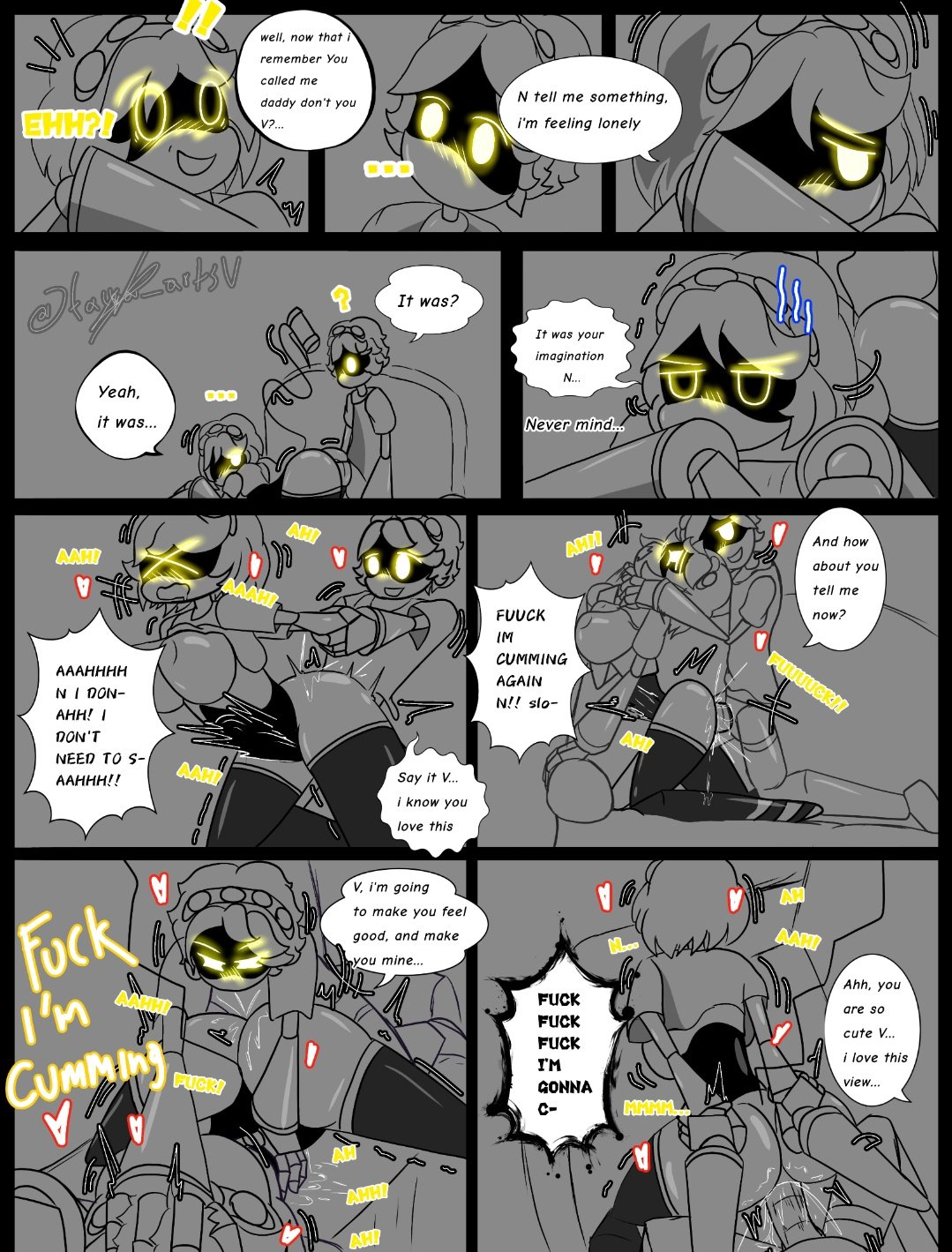 belly bulge, blowjob, comic, cum, cum in pussy, cum inside, deep penetration, deepthroat, envy (murder drones), excessive cum, excessive pussy juice, large breasts, large penis, murder drones, n (murder drones), pussy juice, pussy juice drip, robot, robot boy, robot girl, stomach bulge, tagme, taika artsv, too lazy to tag, v (murder drones), vaginal penetration, yellow eyes