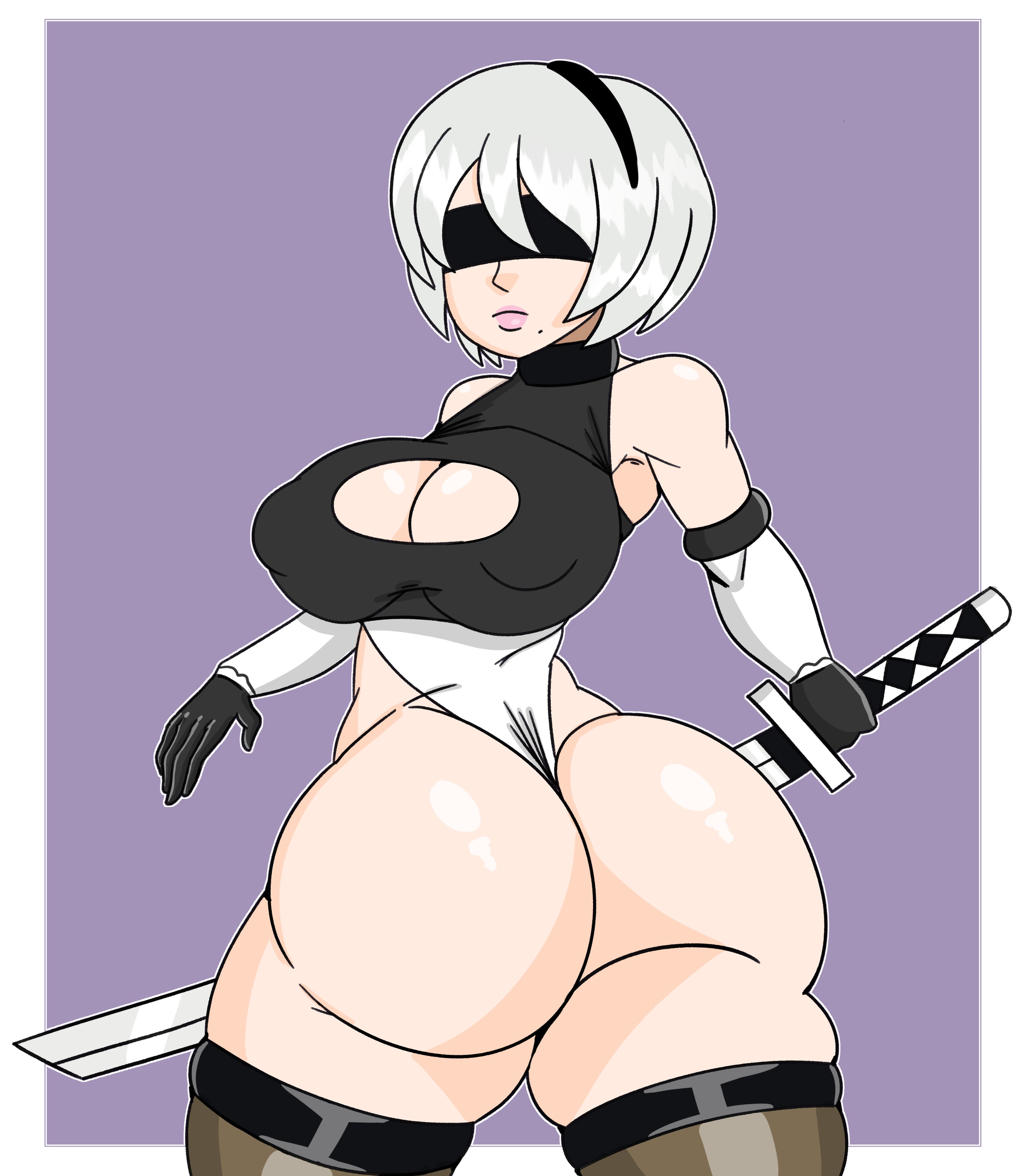 ass, breasts, bubble ass, bubble butt, busty, coldarsenal, female, female focus, female only, hourglass figure, nier: automata, pinup, pinup pose, pose, posing, seductive, seductive pose, sideboob, solo, tagme, wide hips, yorha 2b