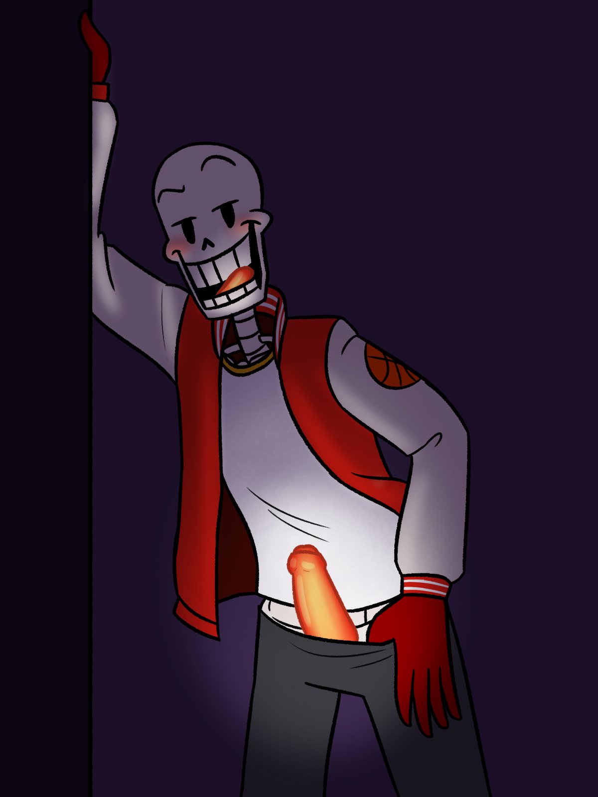 animated_skeleton bonely_hearts_club ectopenis glowing_penis glowing_tongue looking_at_viewer male male_only mykinkispapyrus orange_blush orange_penis orange_tongue papyrus penis penis_out skeleton solo solo_male tagme tongue undertale