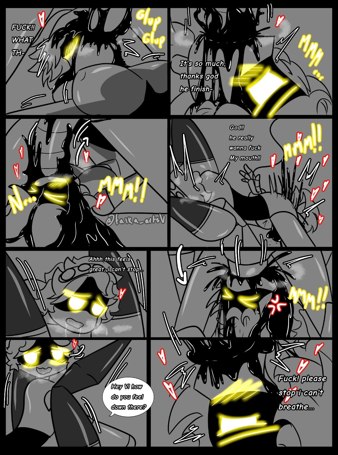 belly bulge, blowjob, comic, cum, cum in pussy, cum inside, deep penetration, deepthroat, envy (murder drones), excessive cum, excessive pussy juice, large breasts, large penis, murder drones, n (murder drones), pussy juice, pussy juice drip, robot, robot boy, robot girl, stomach bulge, tagme, taika artsv, too lazy to tag, v (murder drones), vaginal penetration, yellow eyes