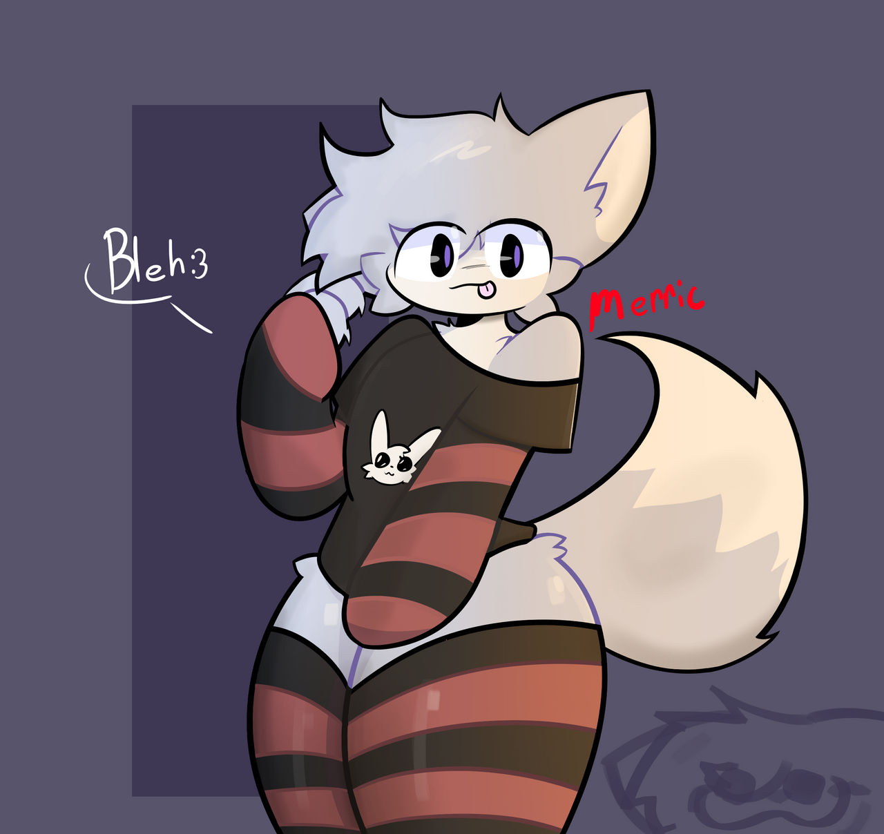 1boy, 1femboy, 2025, adorable, beautiful, bleh, boykisser, boykisser (meme), cat ears, cute, cute expression, cute eyes, cute face, femboy, fully clothed, fur, furry, legs, looking at viewer, male, male only, merricuwu, silly cat (mauzymice), socks, thighs, wholesome