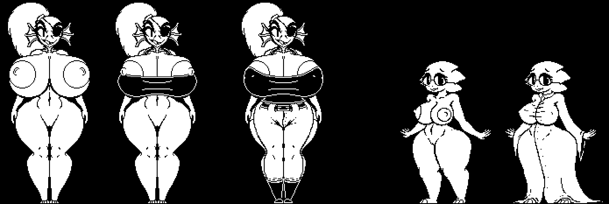 2girls alphys big_breasts breasts female female_only fish glasses huge_breasts multiple_girls nerd reptile tagme the_absolute thick_thighs undertale undyne wide_hips yuri