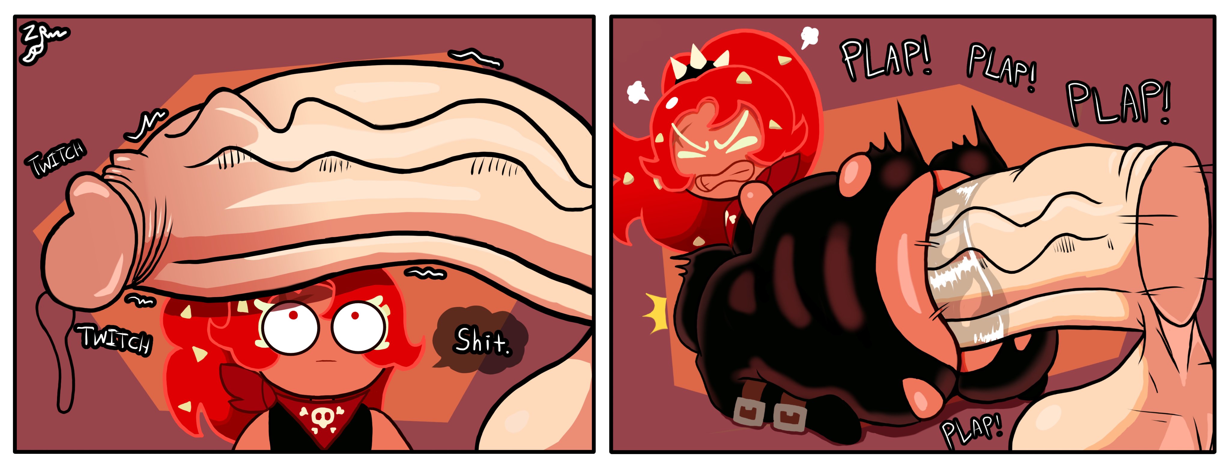 1girls, anal, anal sex, ass, big ass, big penis, chili pepper cookie, cock, cock shock, cookie, cookie run, female, gigantic cock, gigantic penis, huge ass, huge penis, massive ass, massive cock, massive penis, penis, penis awe, plap, plap (sound), plapping, plapping big butt, ponytail, red body, red hair, sex, shit, text, twitching, twitching penis, uncensored, zorkoth