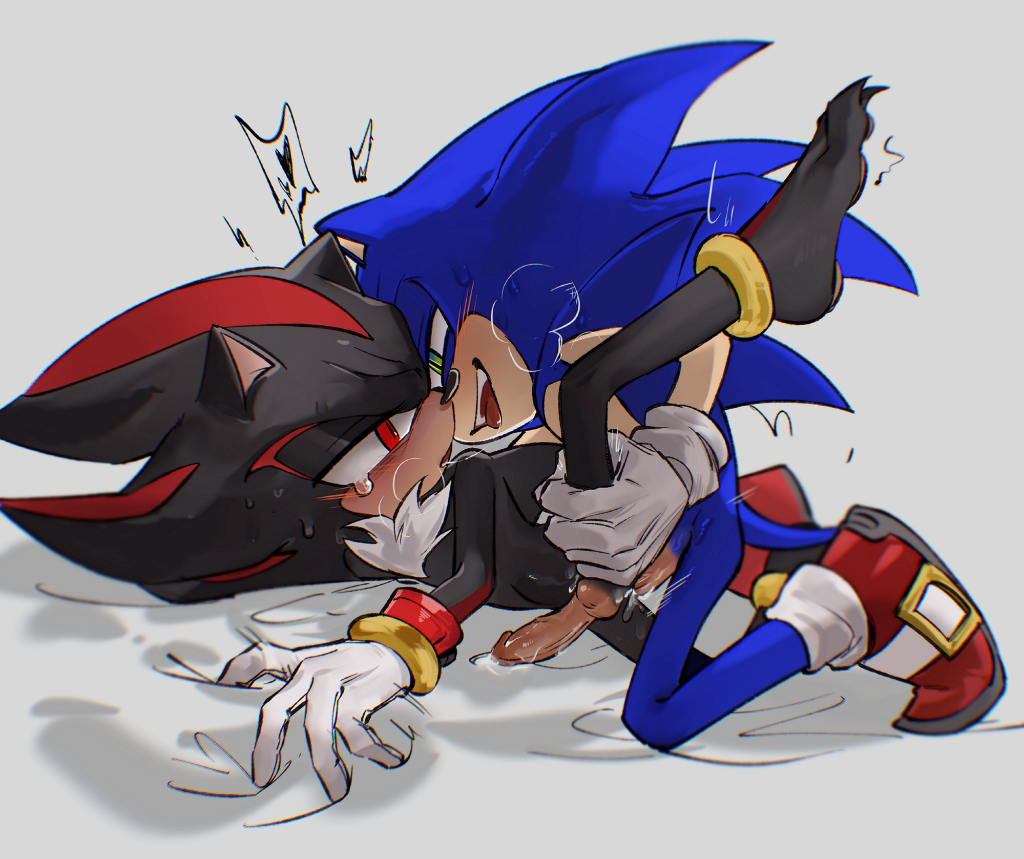 2boys, anal sex, anklets, belly bulge, blush, blushing, chest fur, claws, eulipotyphlan, fast thrusts, gay, gay male, gay sex, gloves, green eyes, gripping sheets, gripping thigh, half-closed eyes, hedgehog, hi res, male/male, panting, pawpads, penis, precum drip, raised leg, red eyes, rough sex, saliva string, satosi peter, sega, shadow the hedgehog, shoes on bed sonic? smh, smiling at partner, sonadow, sonic (series), sonic the hedgehog, sonic the hedgehog (series), steamy breath, sweat, sweat drop, tagme, teary eyes, thrusting, yaoi