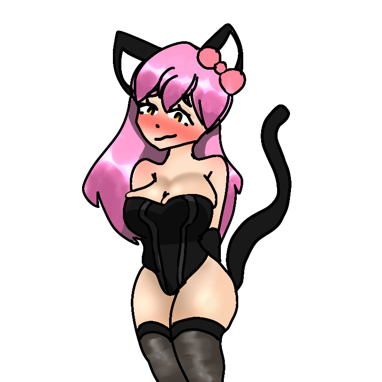 aphmau aphmau_(youtuber) black_clothing bow cat_ears cat_tail kawaii_chan tagme