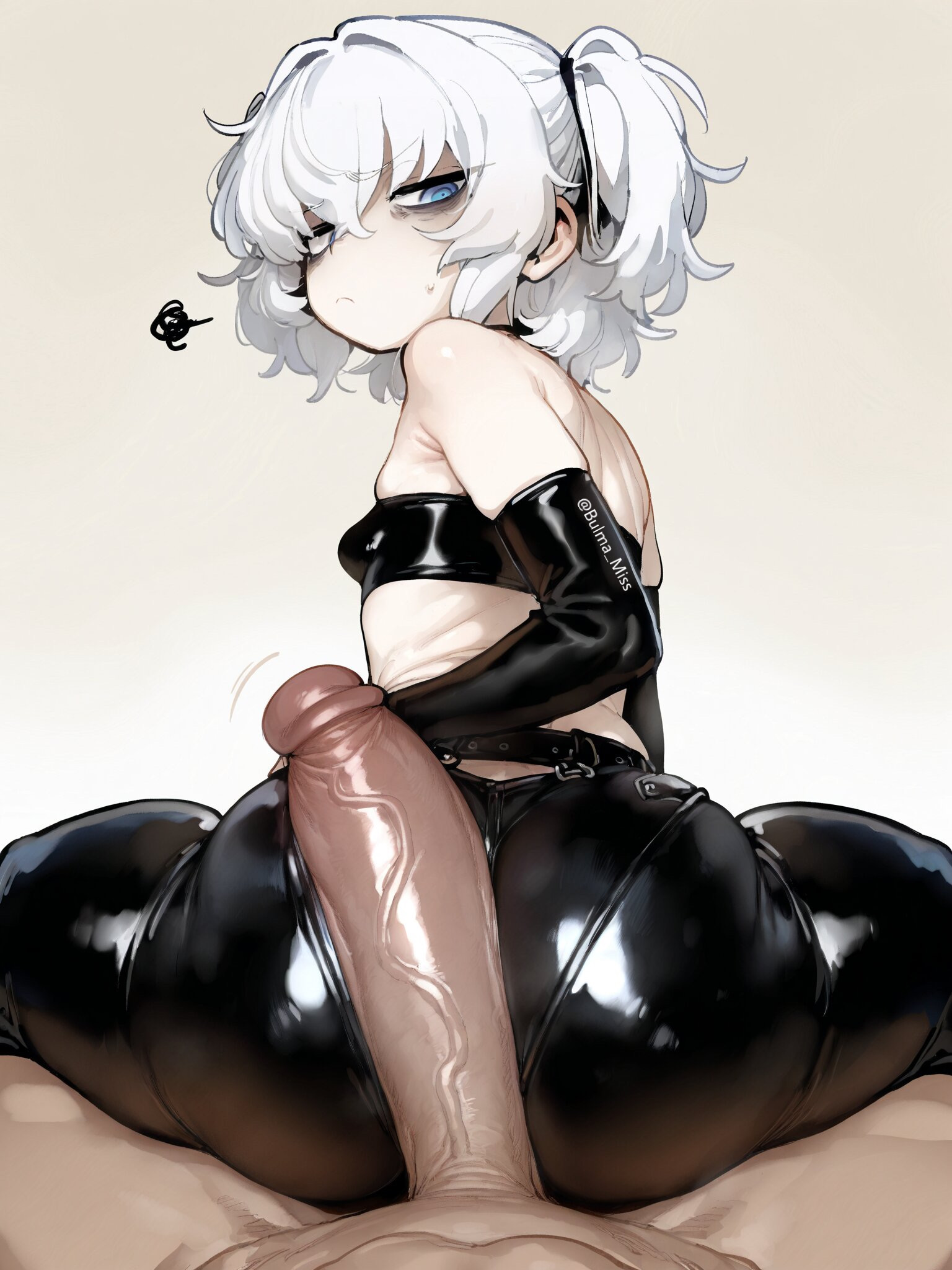 1girls, ai generated, belly button, big ass, big butt, big penis, blue eyes, bubble ass, bubble butt, camel toe, cameltoe, commission, dungeons and dragons, hot dogging, imminent sex, latex, latex armwear, latex clothing, latex legwear, latex pants, latex tubetop, leather, leather clothing, leather pants, lily buns, looking at viewer, looking back, mage, massive penis, oatmealdood, oblivion, oc, original, pale-skinned female, pale-skinned male, penis, penis between ass, penis on ass, penis size difference, shiny clothes, shortstack, skin tight, skyrim, small breasts, solo female, submissive, submissive female, suggestive look, the elder scrolls, thick ass, thick butt, thick thighs, throbbing penis, tube top, tubetop, twintails, veiny penis, white hair