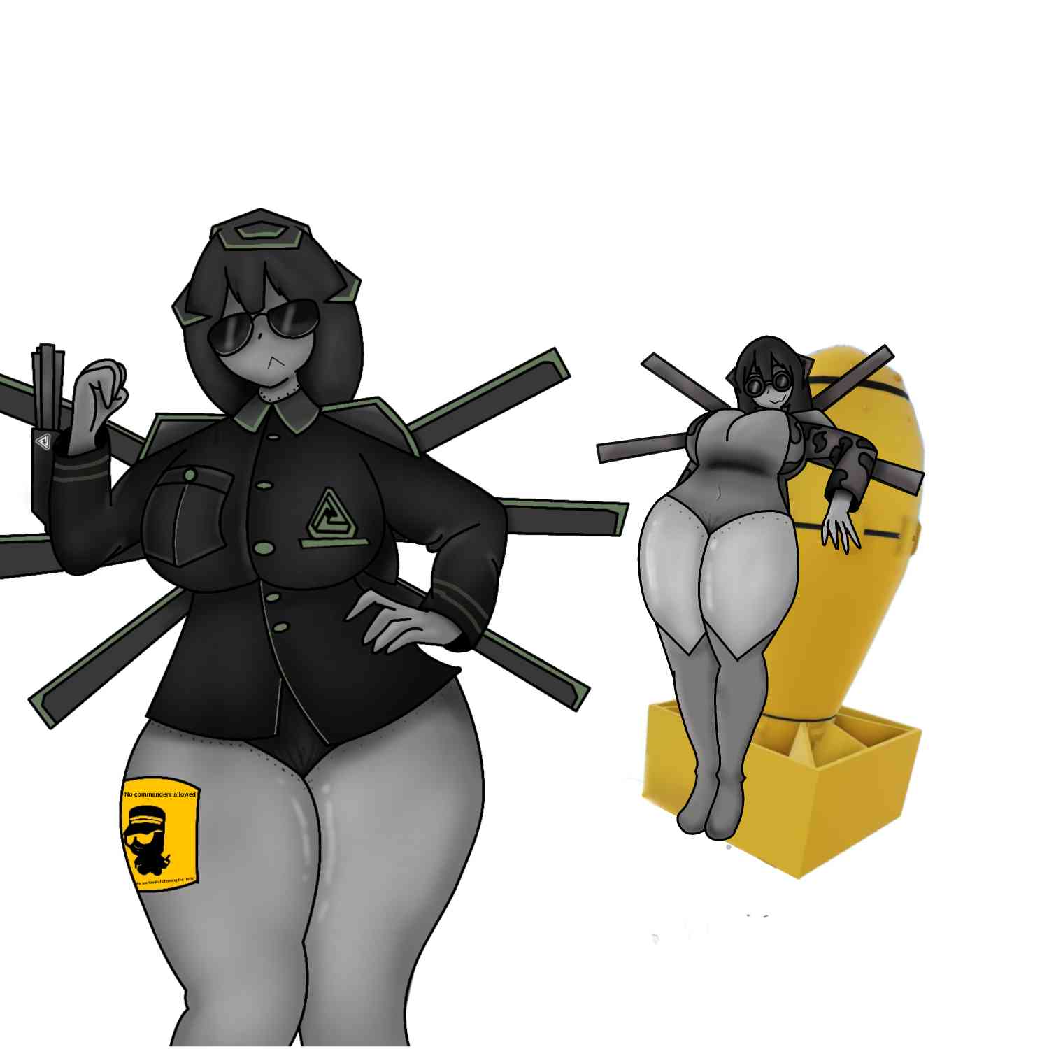 2girls, big breasts, breasts, clothing, nerdly duck, no pants, pursuit (tds), redie (artist), roblox, roblox game, robot, suit, tagme, thick thighs, thighs, tower defense simulator, twins