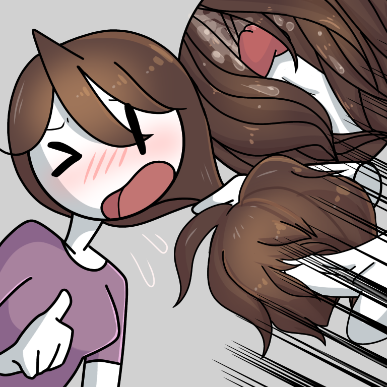 1girls blush brown_hair clothed cum cum_in_hair embarrassed fully_clothed hair hair_grab hair_harpoon hair_pull hairjob jaiden jaiden_animations jaidenanimations masturbation one_eye_closed pulling_hair sameshark upper_body white_skin youtube