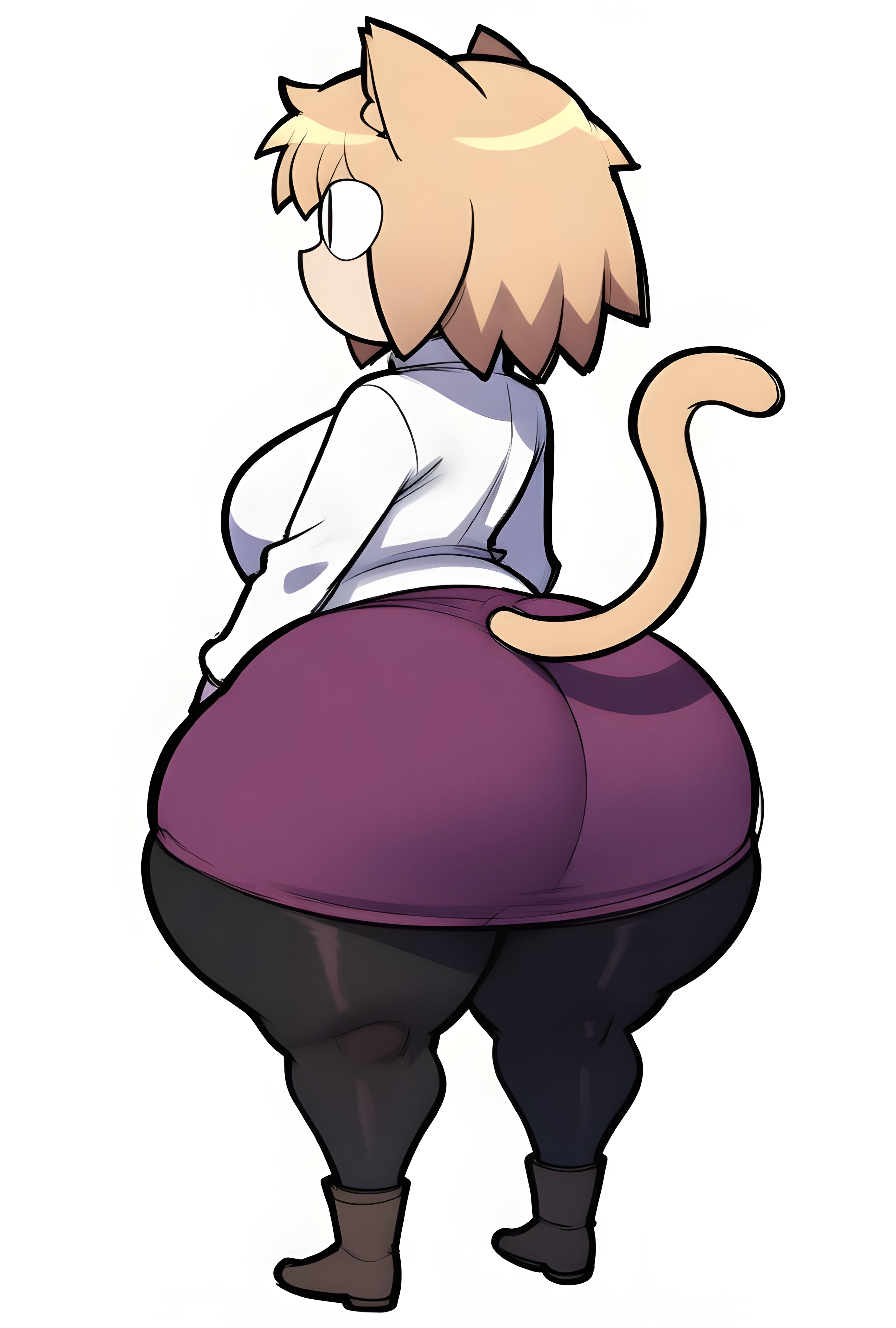 1girls, ai generated, ass, back view, big ass, big breasts, blonde hair, bottom heavy, brasil louco, breasts, bubble ass, bubble butt, clothing, female, female only, full body, fully clothed, furry, furry only, huge ass, neco-arc, red eyes, seductive, shortstack, simple background, solo, solo female, solo focus, tagme, tail, tsukihime, white background