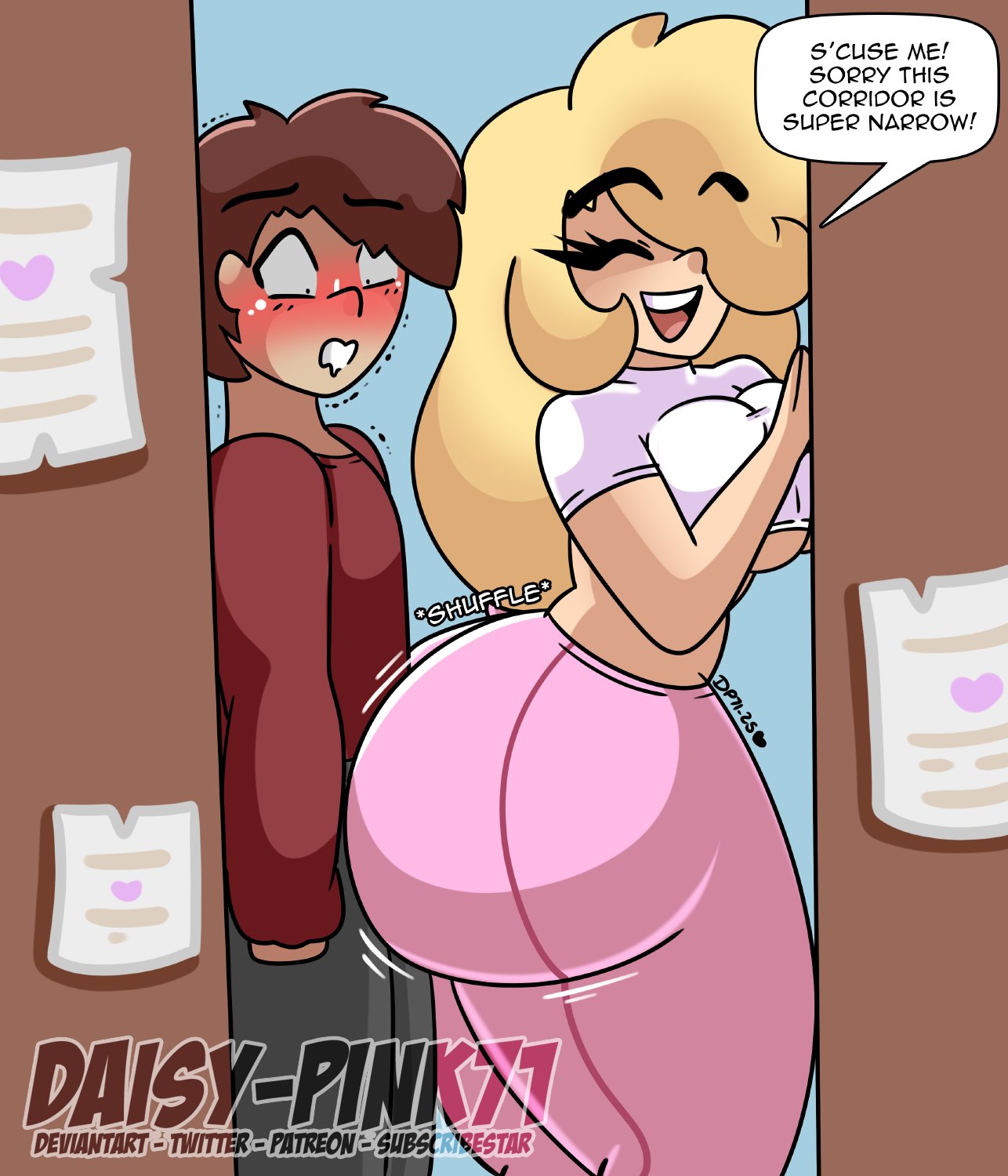 ass big_ass blush brown_hair daisy-pink71 female happy looking_ass male thicker_than_a_bowl_of_oatmeal yellow_hair