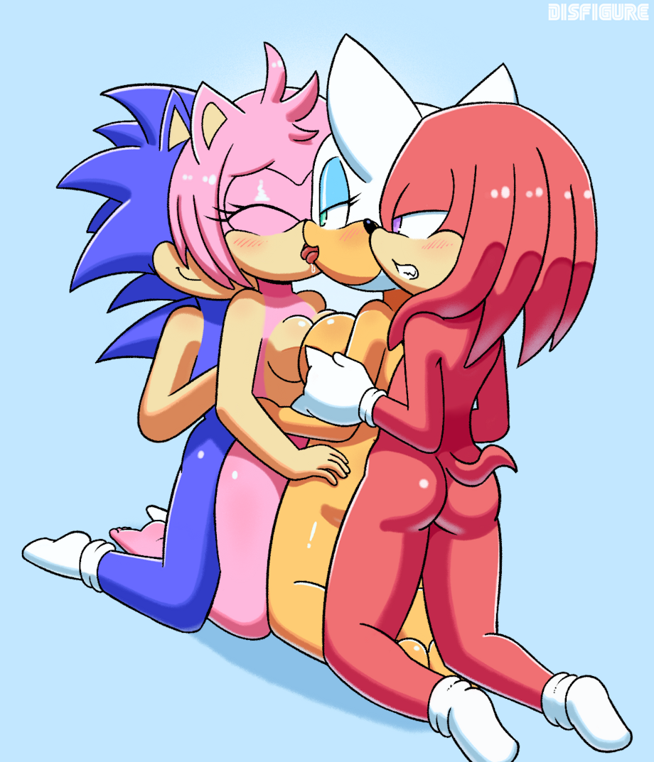 2boys 2girls amy_rose anthro big_breasts blue_body blue_hair bodily_fluids breasts disfigure duo echidna eyelashes eyeshadow female french_kiss gloves green_eyes group_sex hair half-closed_eyes hedgehog kissing knuckles_the_echidna makeup male medium_breasts mobian_(species) multiple_boys multiple_girls nude nude_female nude_male pink_body pink_fur pink_hair red_body red_haid rouge_the_bat saliva sega sex sex_from_behind simple_background sonic_(series) sonic_the_hedgehog sonic_the_hedgehog_(series) spikes squish straight tan_skin tongue video_games watermark white_body white_hair wings