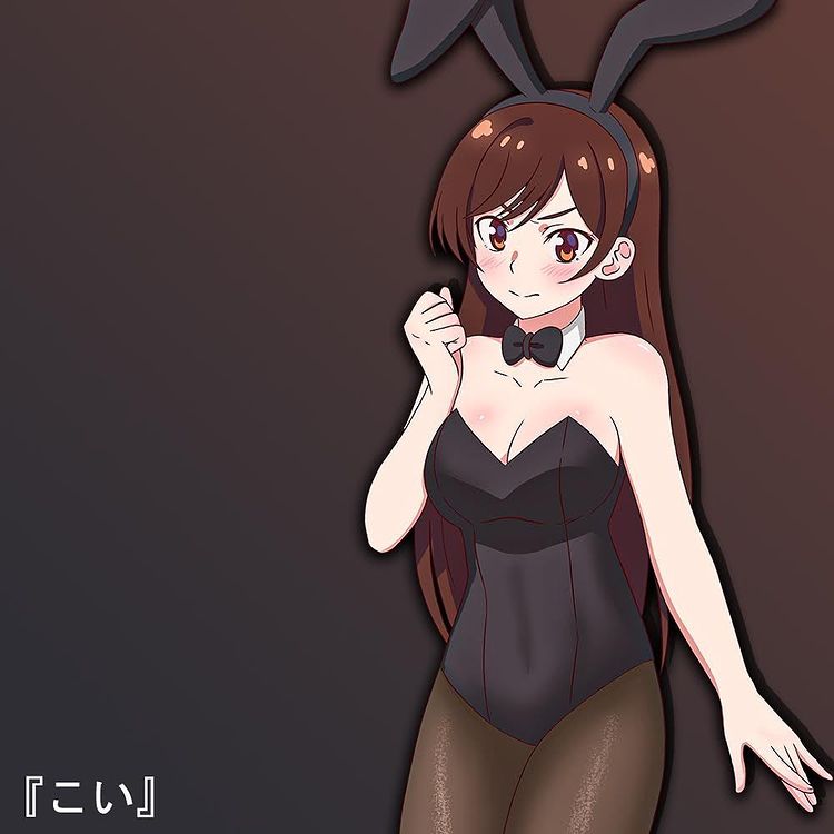 1girls, blush, brown hair, bunny ears, bunnysuit, female, female only, kanojo okarishimasu, looking at viewer, mizuhara chizuru, solo
