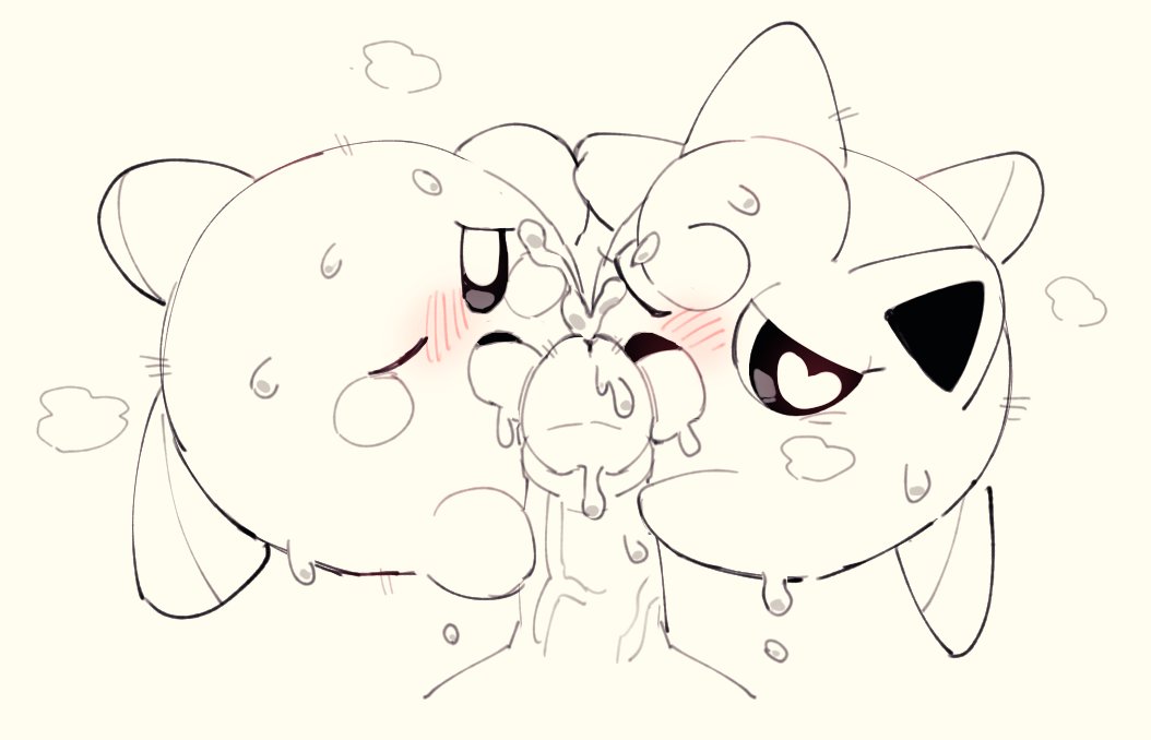 anthro blush blushing cum cute dicksucking_creature fellatio female human interspecies jigglypuff kirby kirby_(series) looking_at_viewer love male nintendo oral pokemon pokemon_(species) star_rod super_smash_bros. super_smash_bros._ultimate waddling_head