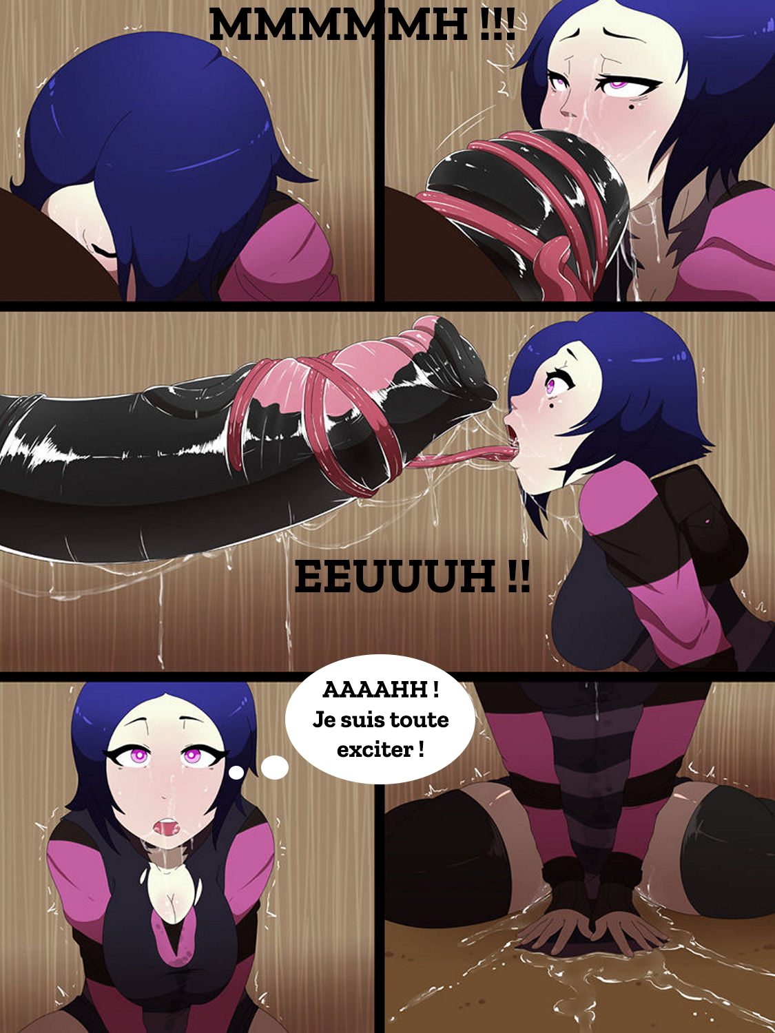 blowjob, deep penetration, deepthroat, dialogue, drooling, fellatio, french text, horse, horsecock, invader zim, jlullaby, long tongue, male, penetration, penis, saliva, tagme, tak, zoophilia