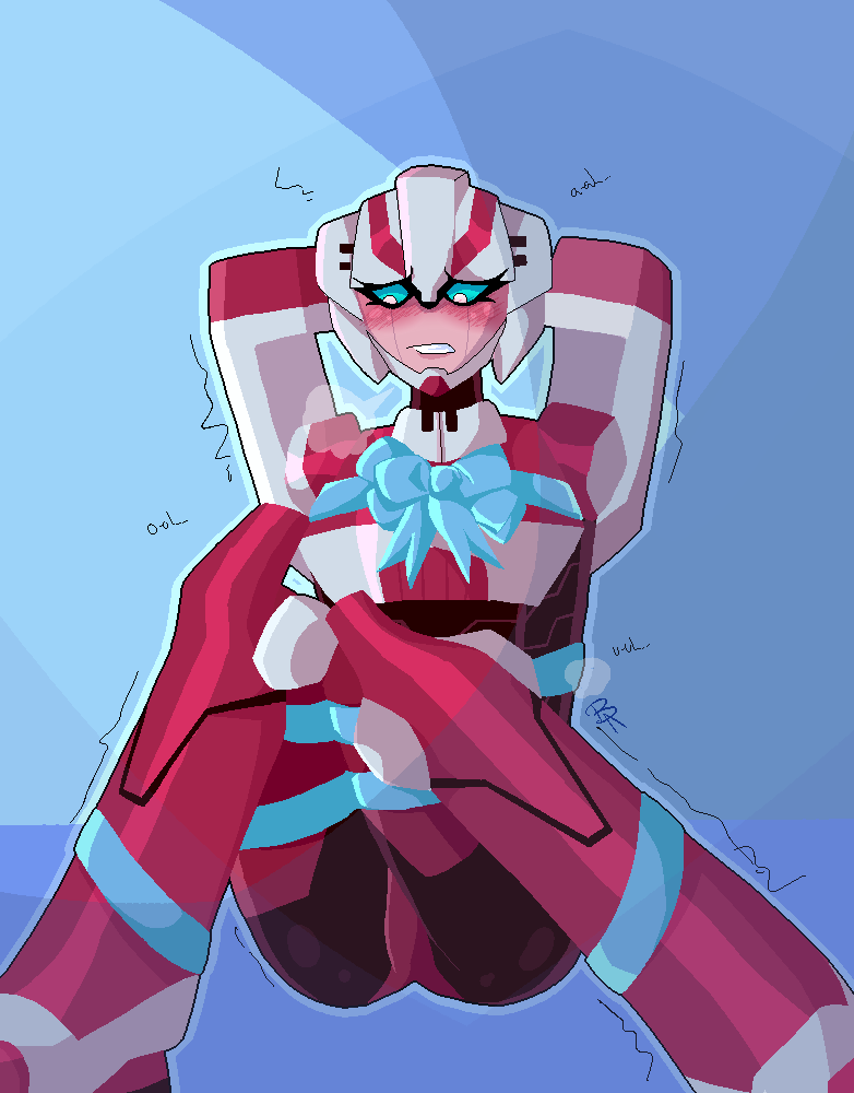 1girls arcee arcee_(tfa) artist_request blush blushing bow commission embarrassed female female_only medium_breasts open_legs robot robot_girl solo solo_female spread_legs tagme_(artist) tied_up transformers transformers_animated