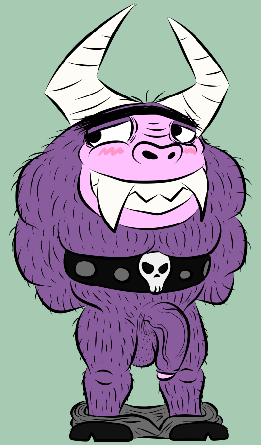 balls big_penis blush cartoon_network clothing eduardo_(fhfif) foster's_home_for_imaginary_friends hairy hairy_balls monster pants_down purple_hair veiny_penis