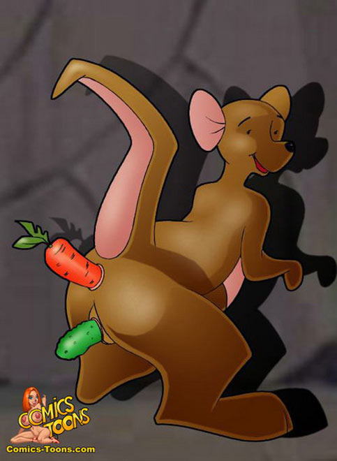 anus ass comics-toons disney female female_only insertion kanga kangaroo kes_(artist) mammal marsupial masturbation pussy raised_tail smooth_skin solo standing tagme tail winnie_the_pooh_(franchise)