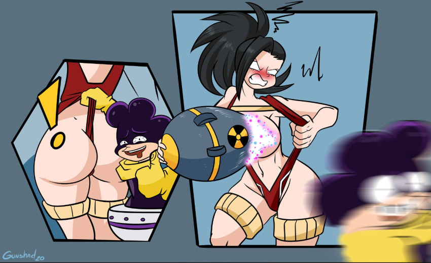 ! 1boy 1girls angry ass blush bomb breasts clenched_teeth dahs funny meme minoru_mineta momo_yaoyorozu my_hero_academia pervert