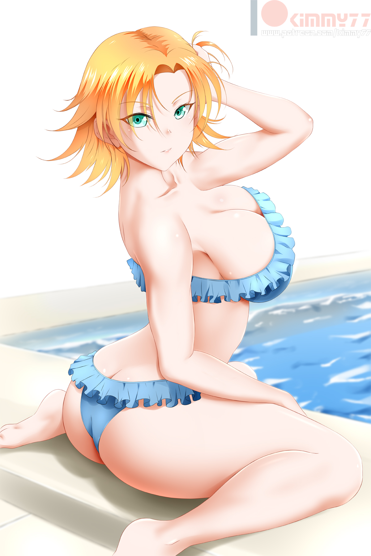 1girls, ass, ass cleavage, ass crack, big breasts, breasts, butt crack, female, female only, human, kimmy77, nora valkyrie, rwby, short hair, solo, tagme