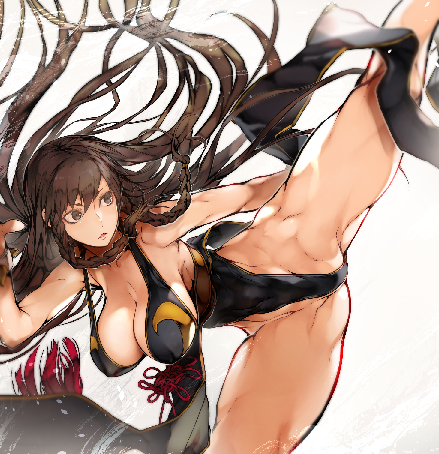 1girls, black panties, black underwear, brown eyes, brown hair, chun-li, chun-li (battle ouffit sfv), female, high kick, legs, long hair, nishiide kengorou, panties, pantyshot, pantyshot (kicking), street fighter, street fighter v, thong, underwear