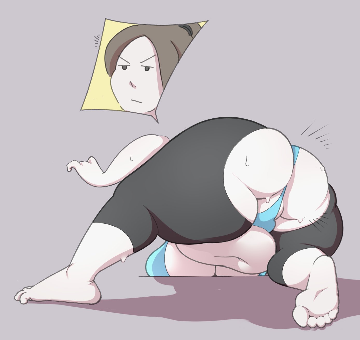 1girls, ass, bbw, belly, belly button, big ass, big belly, big belly bulge, big booty, big butt, big navel, booty, butt, chocobabka, chubby, chubby female, feet, female, female only, horizontal navel, huge ass, huge belly, huge belly button, huge booty, huge butt, huge navel, navel, overweight, overweight female, ripped clothes, ripped clothing, ripped pants, ripping, ripping ass, ripping clothing, solo, ssbbw, stretching, white body, white skin, wii fit, wii fit trainer, wii fit trainer (female)