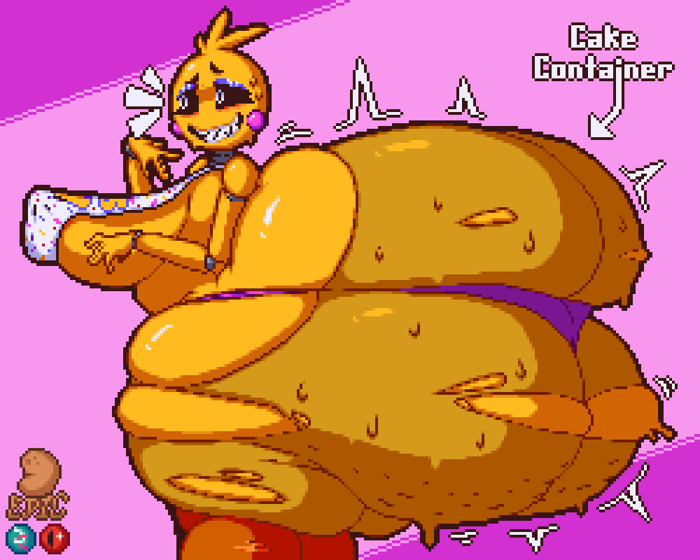 1girls, ass bigger than head, ass bigger than torso, bursting butt, butt expansion, epicpotatolord, evil container, fat ass, female, five nights at freddy's, growth, hyper, hyper ass, massive ass, meme, short hair, solo, solo female, tagme, toy chica (fnaf)