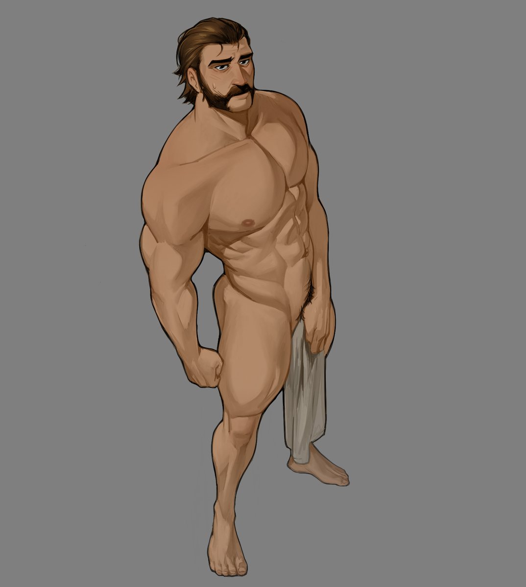 bara, beard, daddy, deer3art, dilf, dispatch (game), male, male only, muscular, muscular male, phenomaman, solo, standing